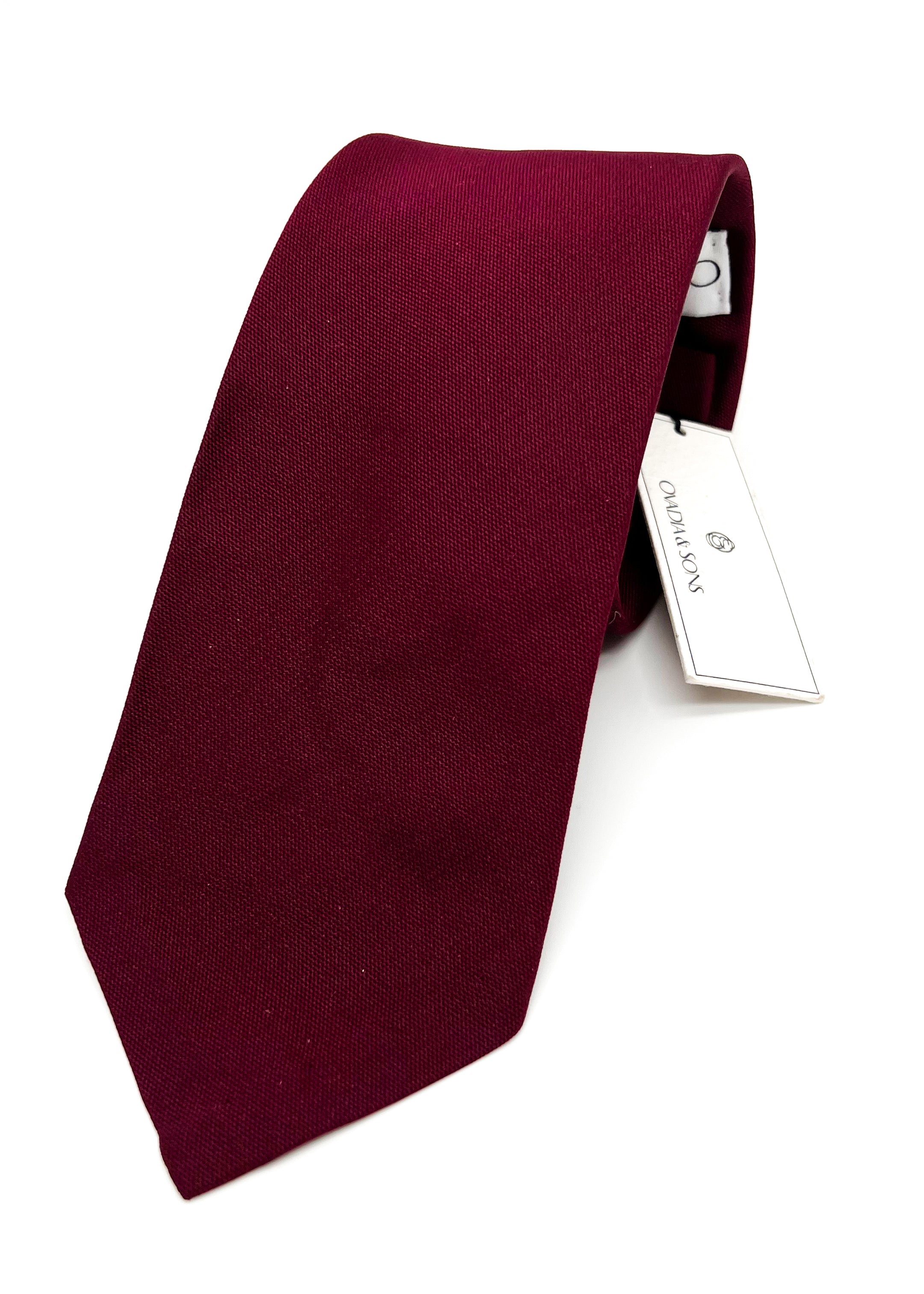 $165 OVADIA & SONS - PURE SILK Burgundy Wine Woven Solid - Tie