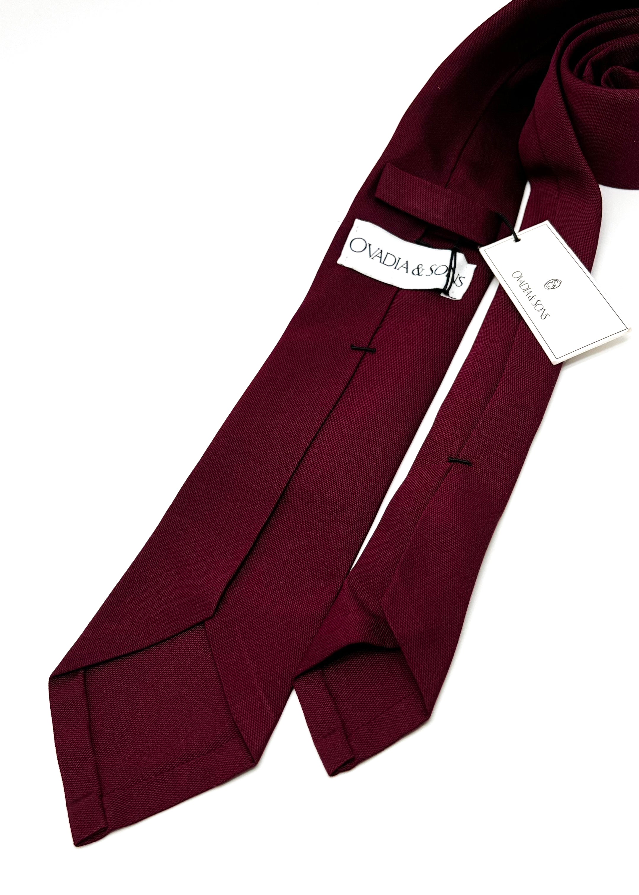 $165 OVADIA & SONS - PURE SILK Burgundy Wine Woven Solid - Tie