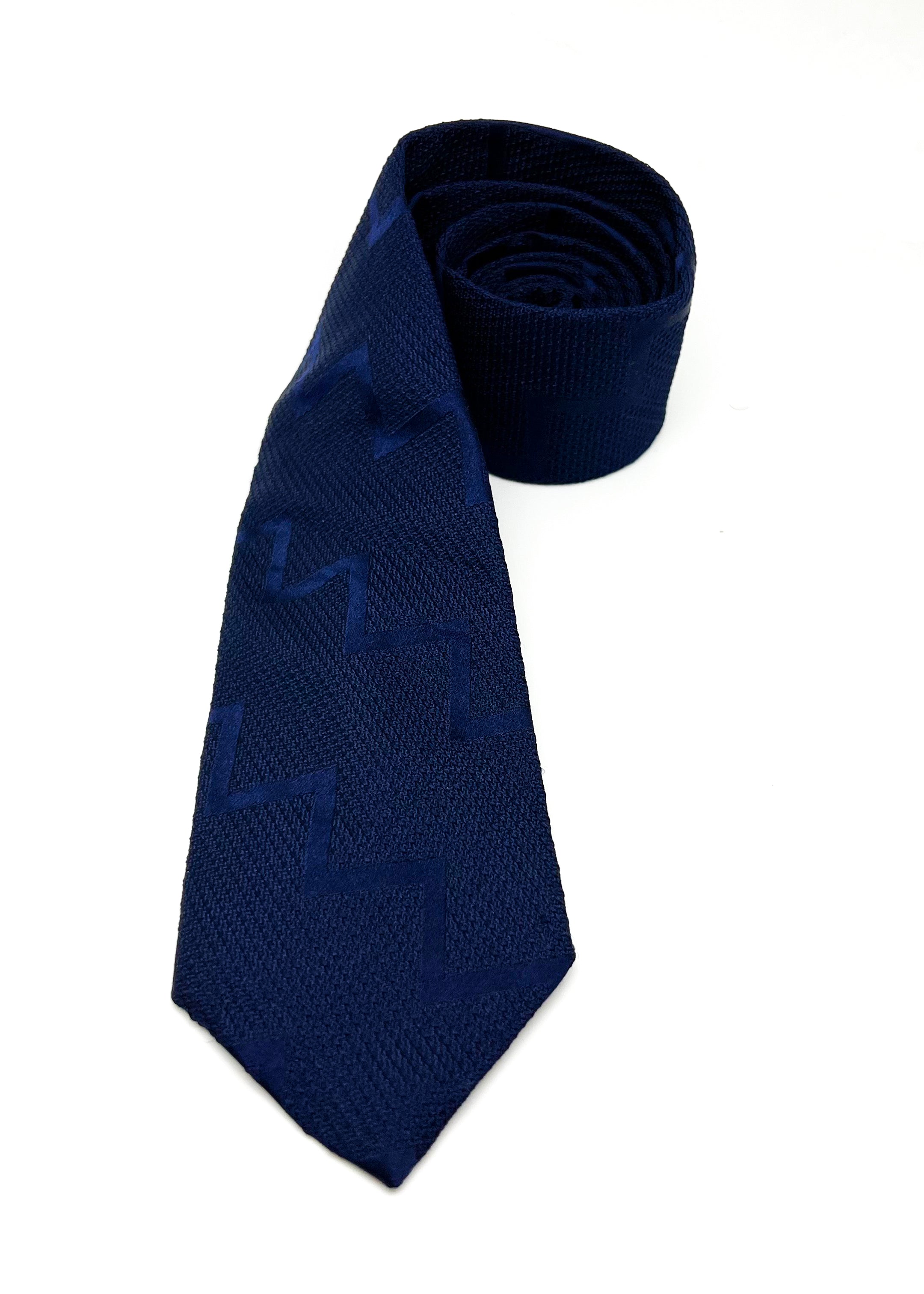 $165 OVADIA & SONS - SILK Blue 'ART DECO' Textured Woven - Tie