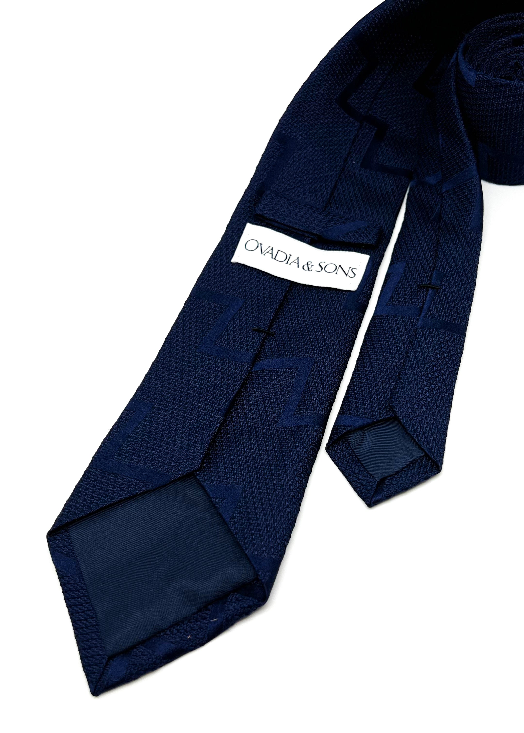 $165 OVADIA & SONS - SILK Blue 'ART DECO' Textured Woven - Tie