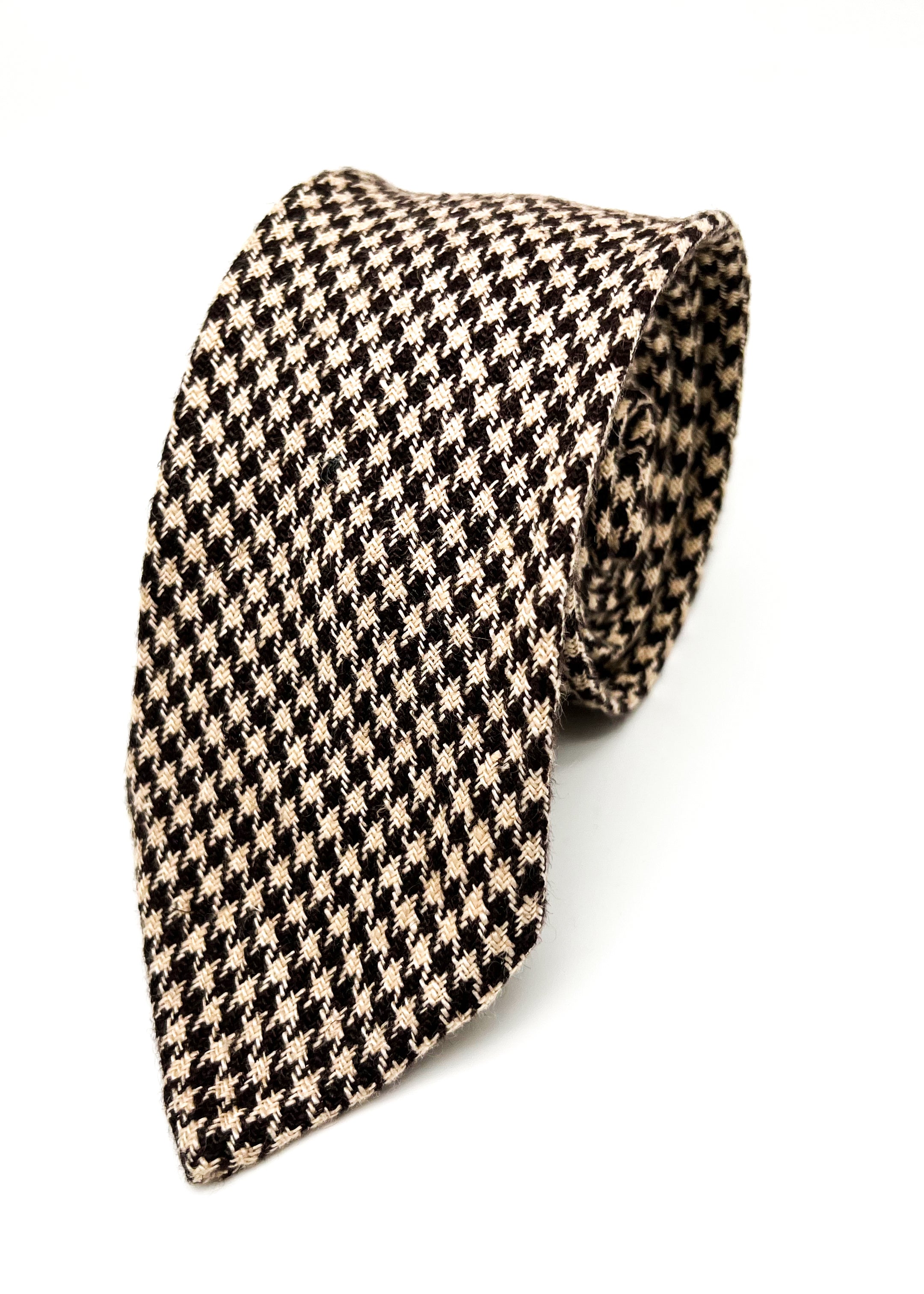 $140 POLO RALPH LAUREN - 'Hand Made In Italy' Brown Wool Houndstooth - Tie