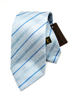 LOUIS VUITTON - 'LV' HOLOGRAPHIC LOGO Monogram Blue Stripe Silk - Tie