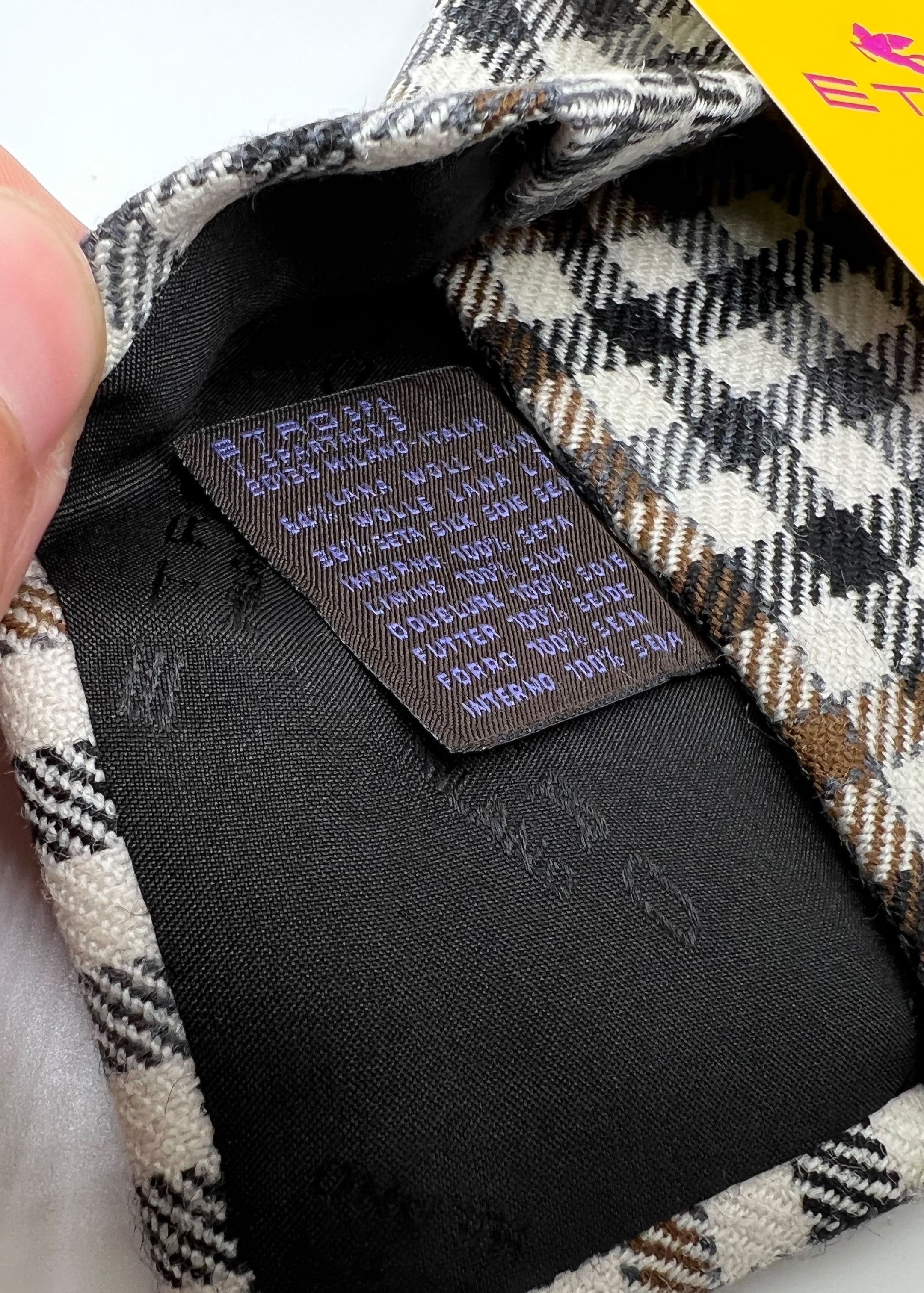 $260 ETRO - Ivory / Black WOOL/SILK Blend Gingham Check 2.75" - Tie