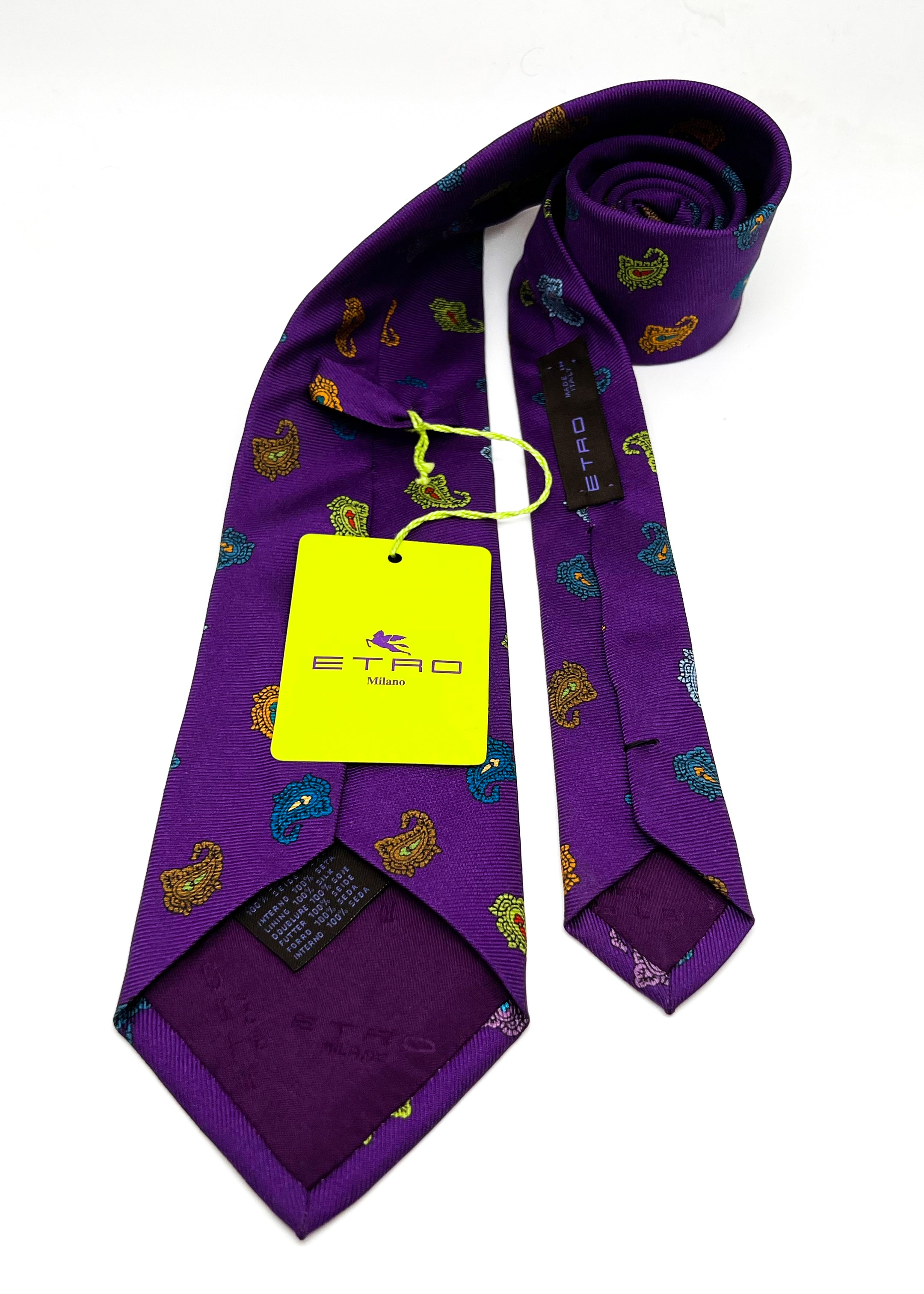 $260 ETRO - Vibrant Mult-Color Purple Paisley 3.25" - Tie