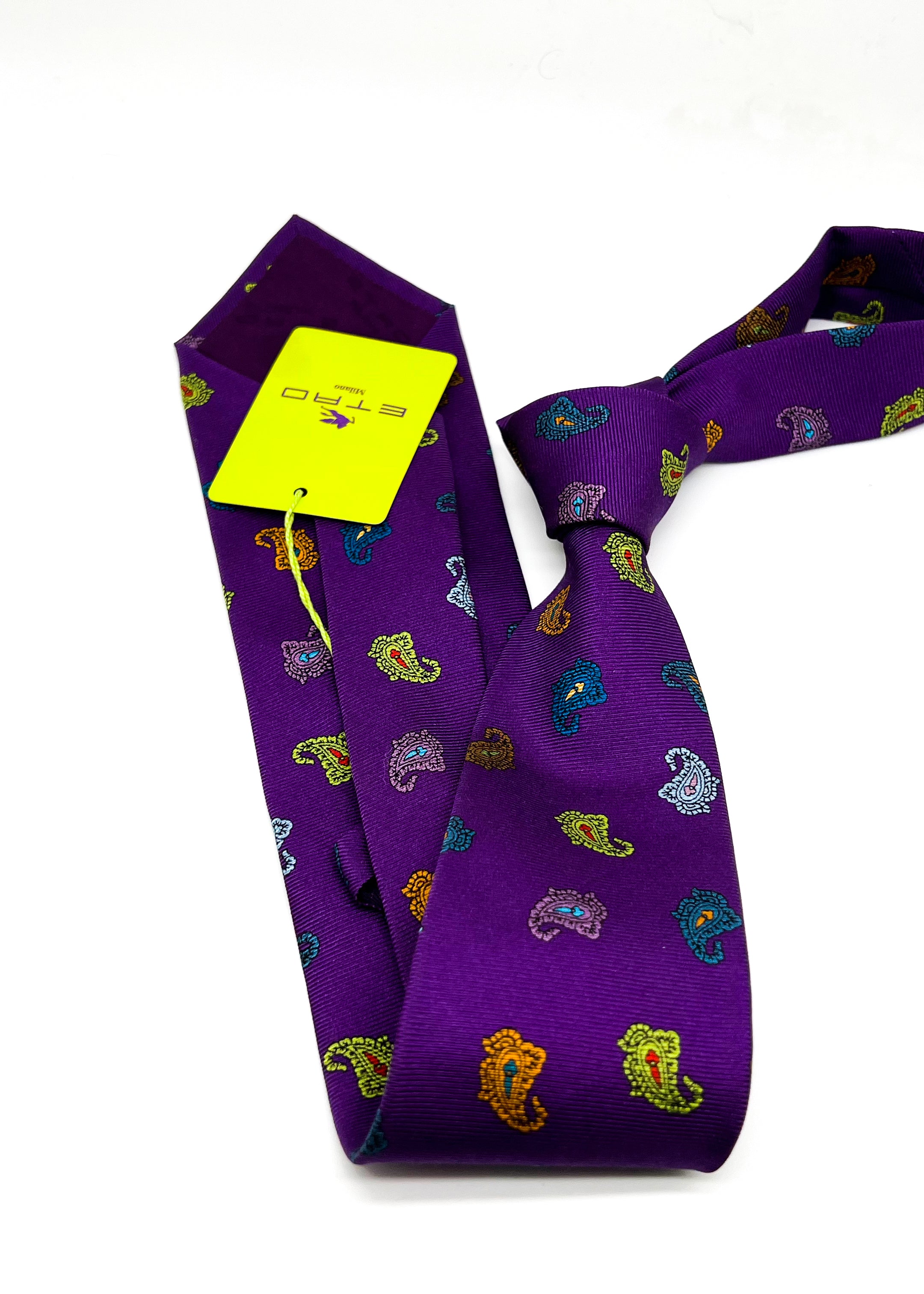 $260 ETRO - Vibrant Mult-Color Purple Paisley 3.25" - Tie