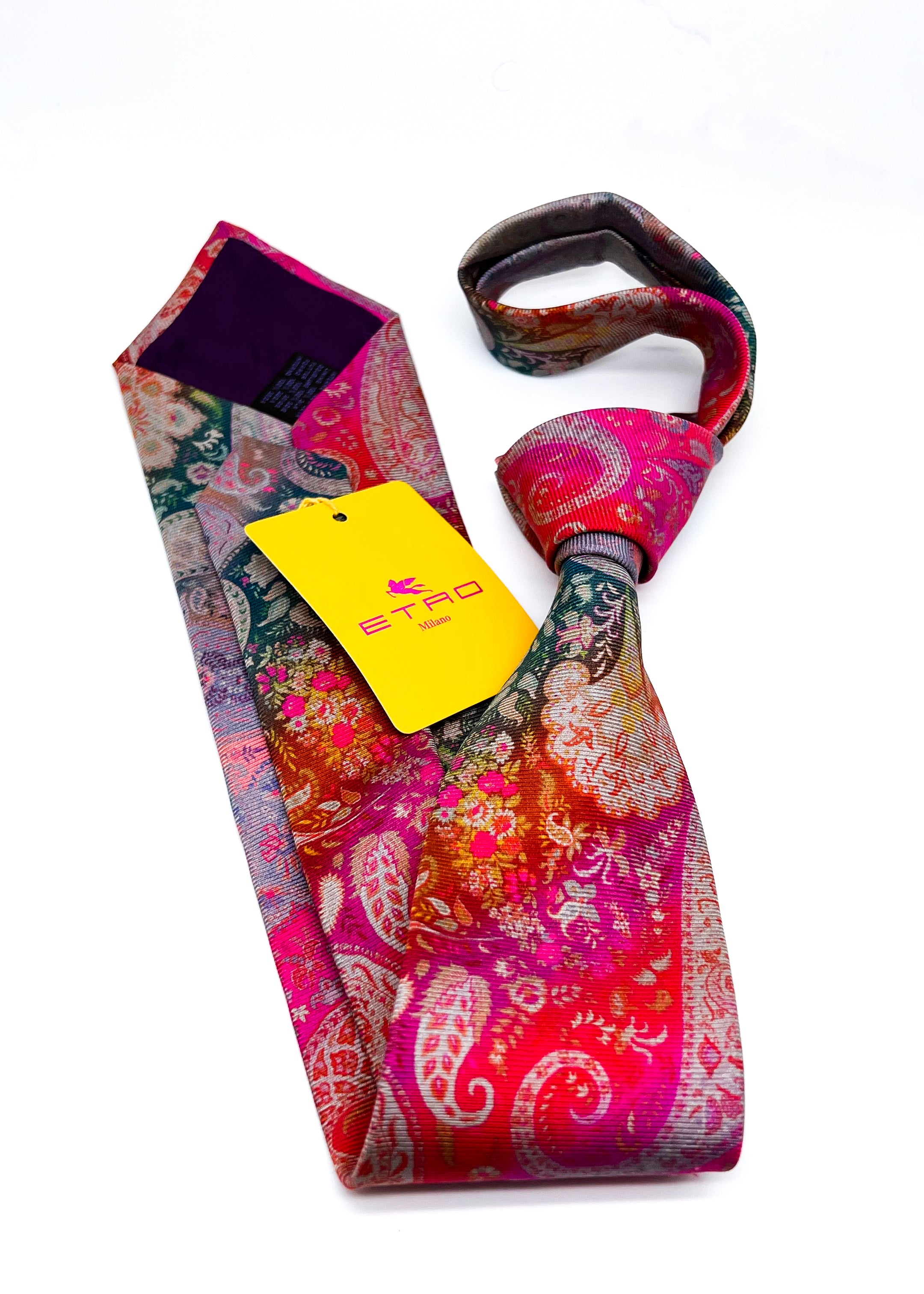 $260 ETRO - Vibrant Mult-Color Rainbow Paisley 3.25" - Tie