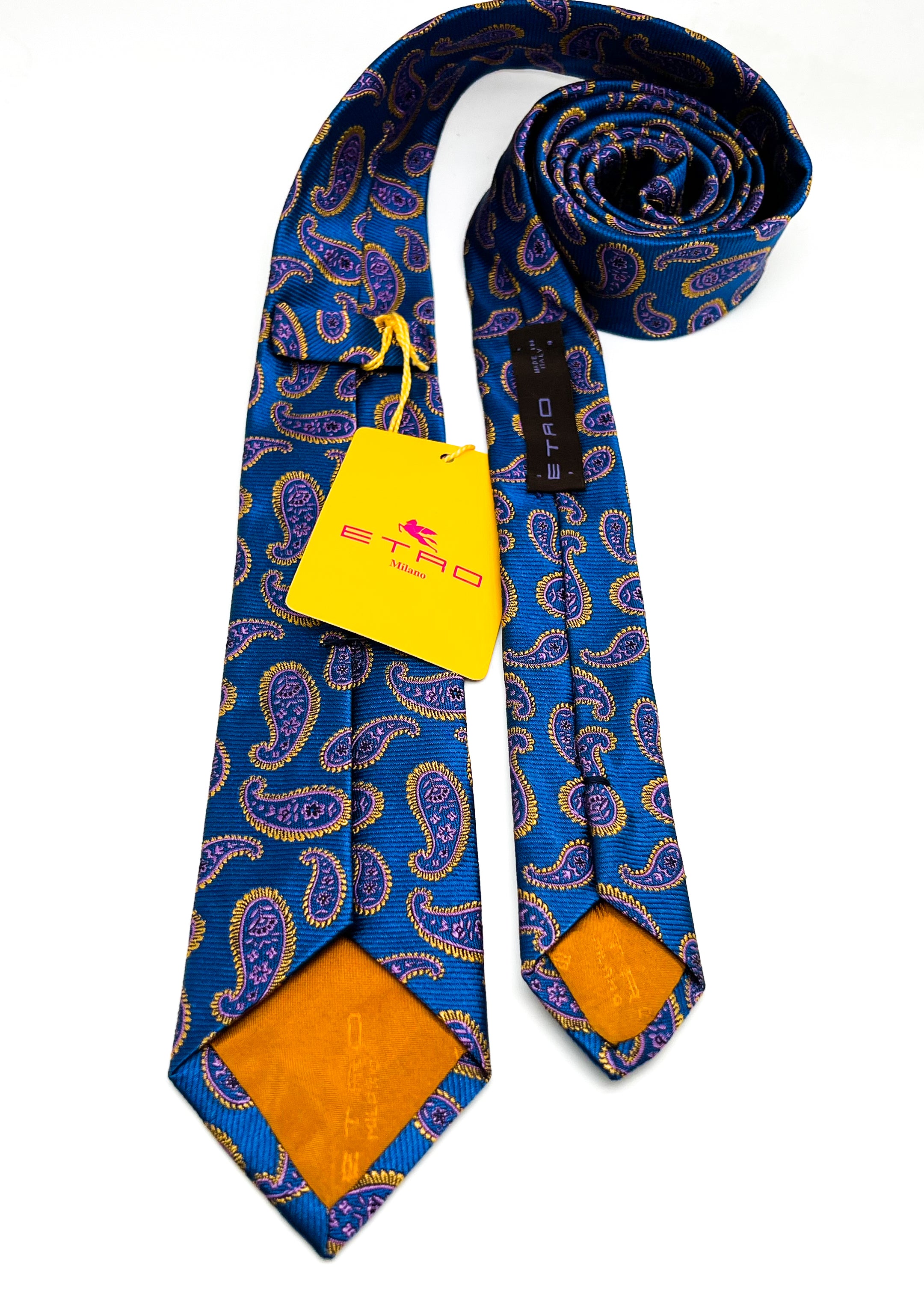 $260 ETRO MILANO - Blue Intricate Bold Paisley 2.25" - Tie