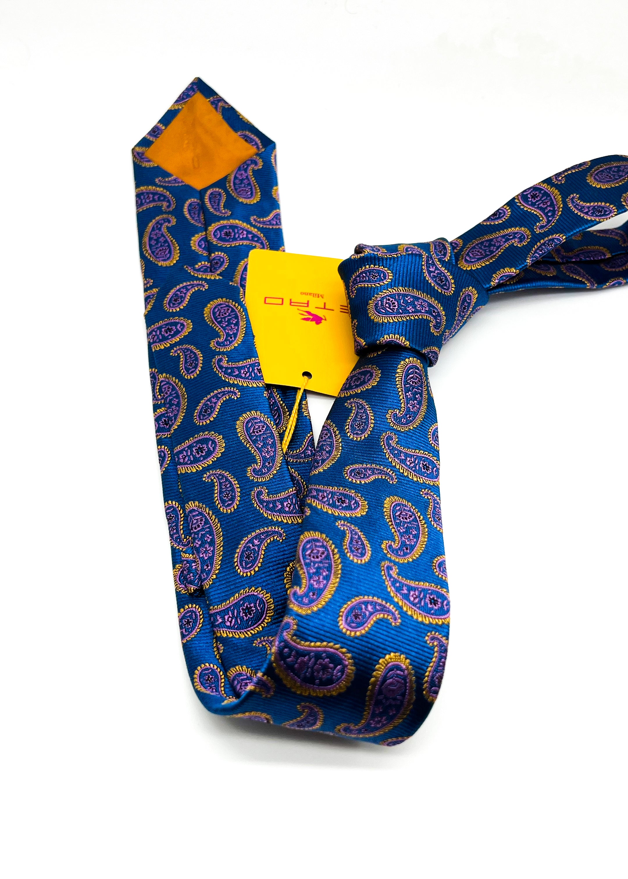 $260 ETRO MILANO - Blue Intricate Bold Paisley 2.25" - Tie