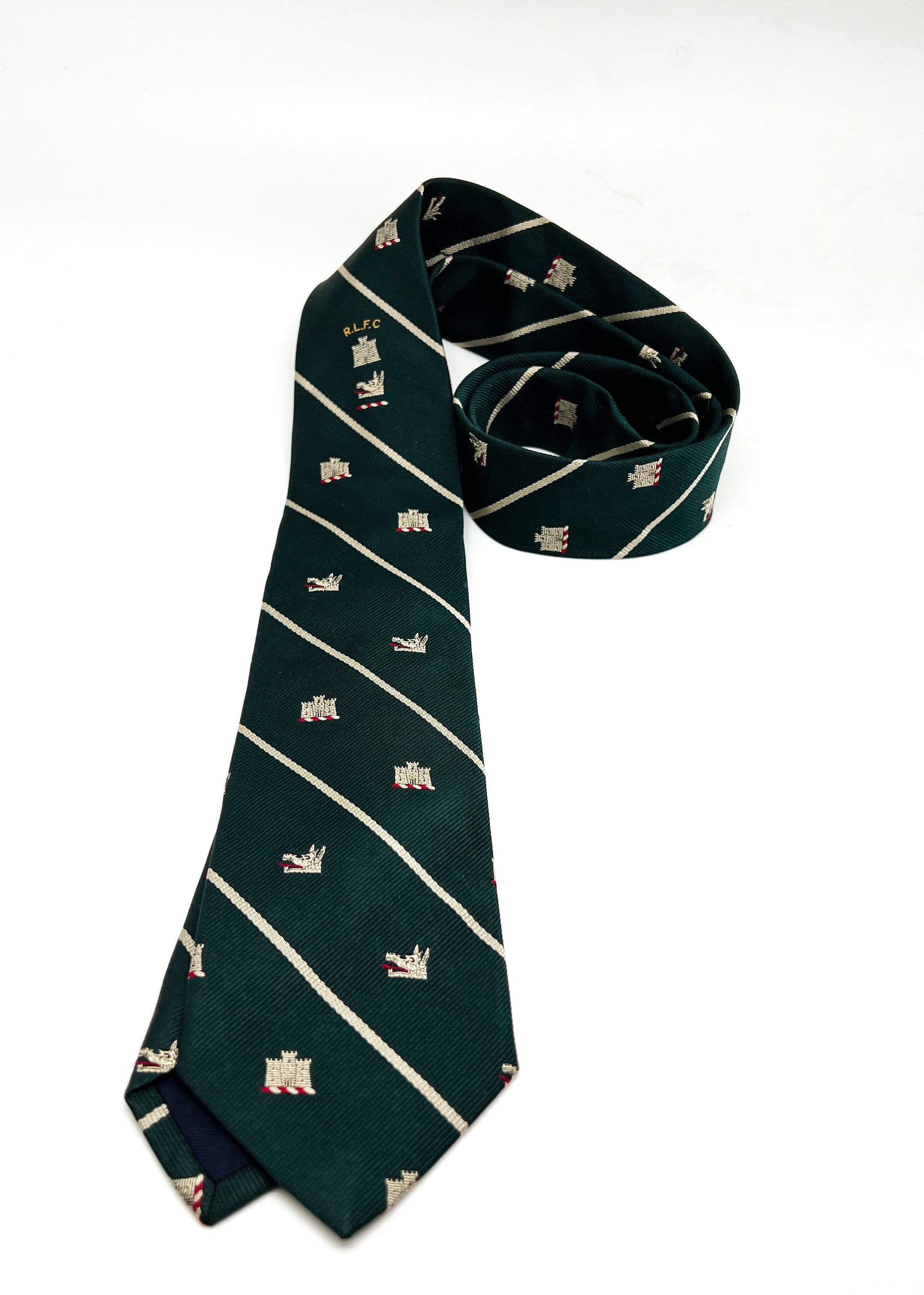 RALPH LAUREN "RUGBY" - 'Rugby League Fan Club' Green Logo Crest 2.75" - Tie