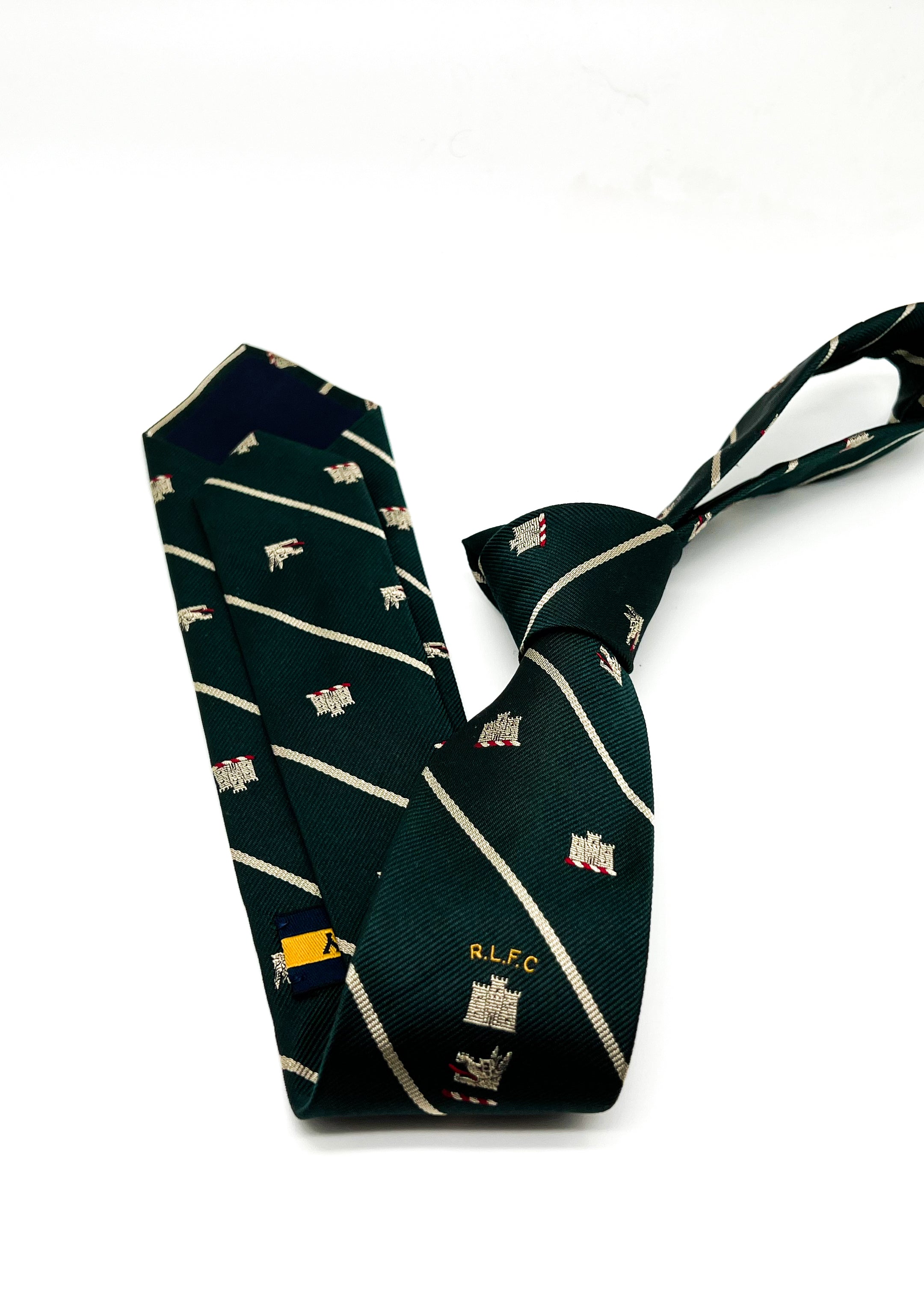 RALPH LAUREN "RUGBY" - 'Rugby League Fan Club' Green Logo Crest 2.75" - Tie