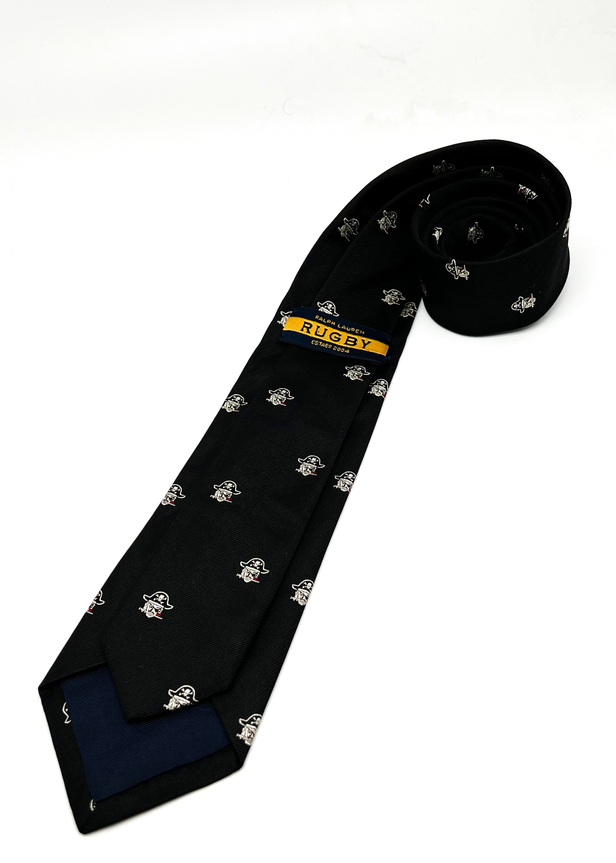 RALPH LAUREN "RUGBY" - Black Pirate Pattern Logo 3" - Tie