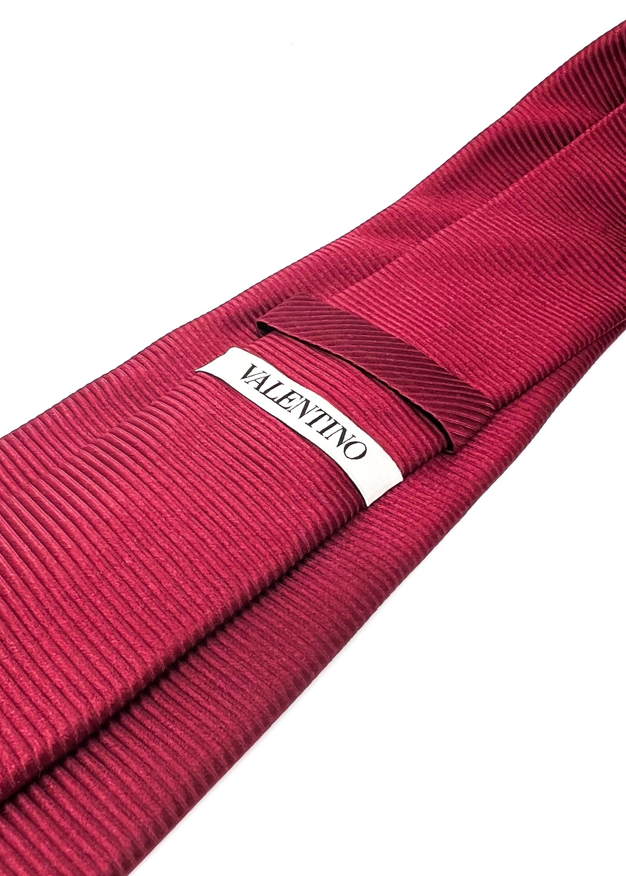 $225 VALENTINO GARAVANI -Burgundy Horizontal Stripe *CLOSET STAPLE* 3.25"- Tie