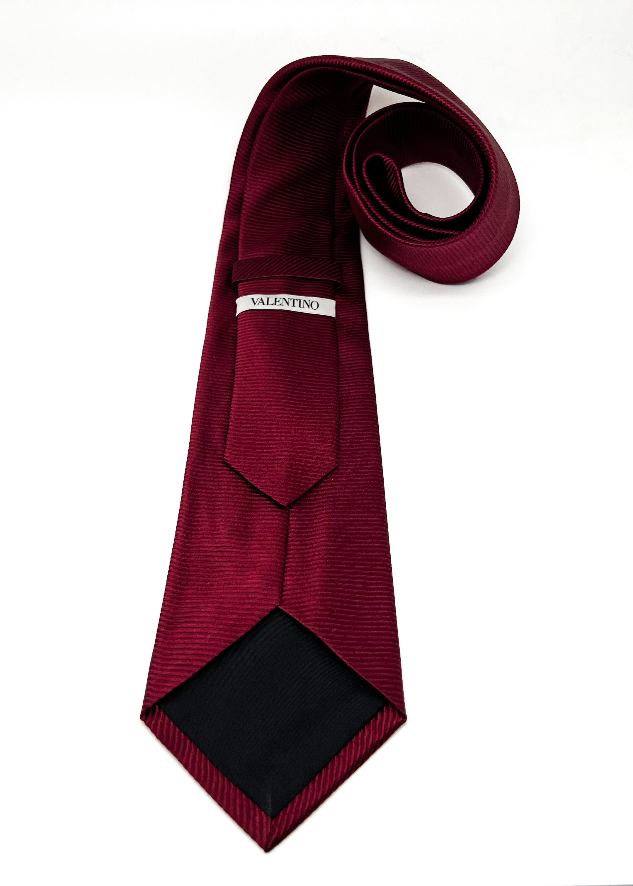 $225 VALENTINO GARAVANI -Burgundy Horizontal Stripe *CLOSET STAPLE* 3.25"- Tie