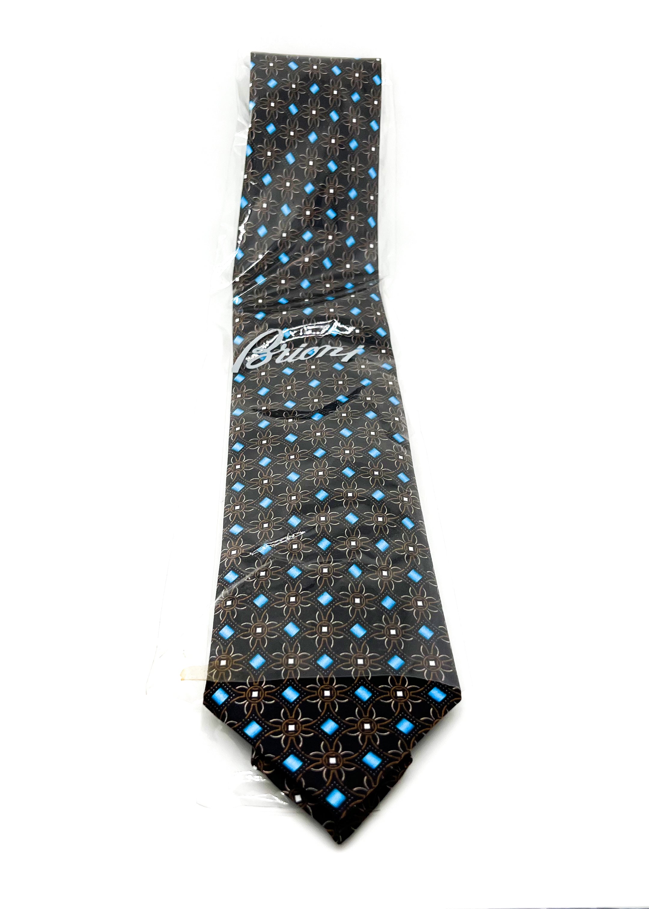 $240 BRIONI - Geometric Floral Tie Silk 3" - Tie