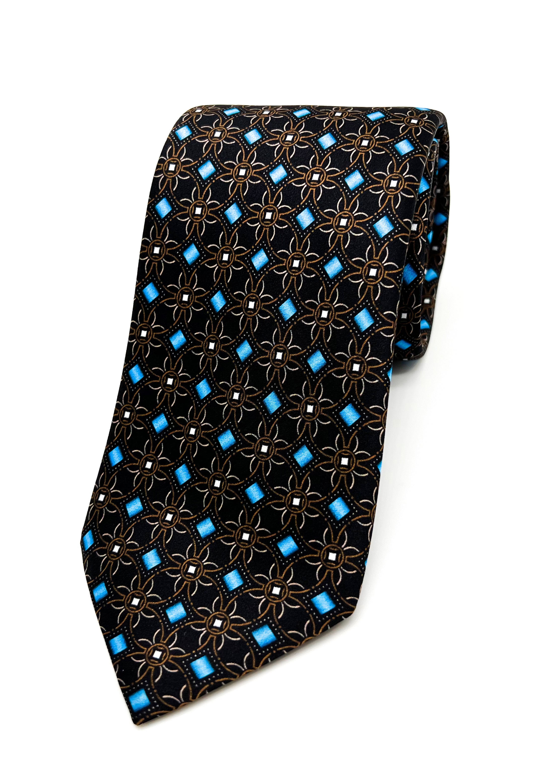 $240 BRIONI - Geometric Floral Tie Silk 3" - Tie