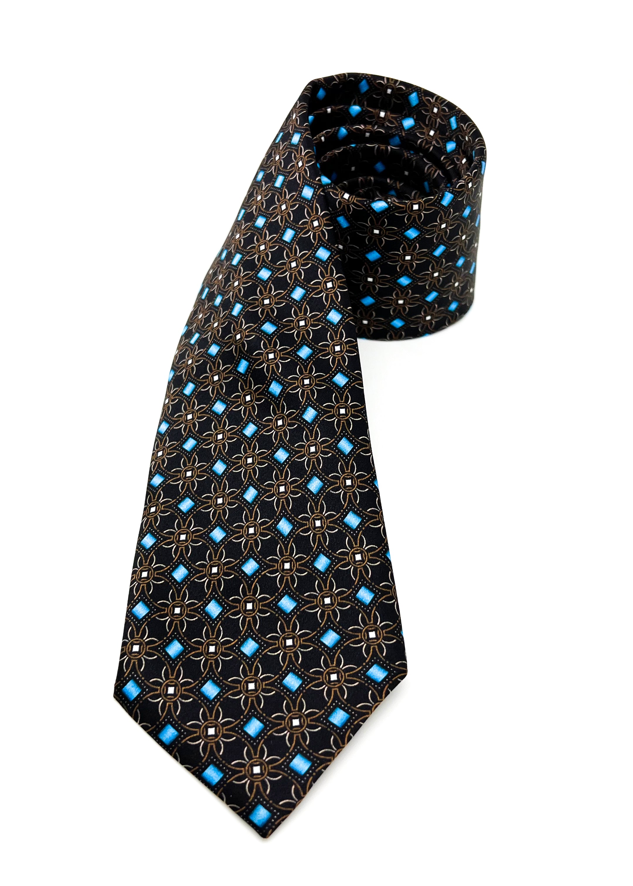 $240 BRIONI - Geometric Floral Tie Silk 3" - Tie