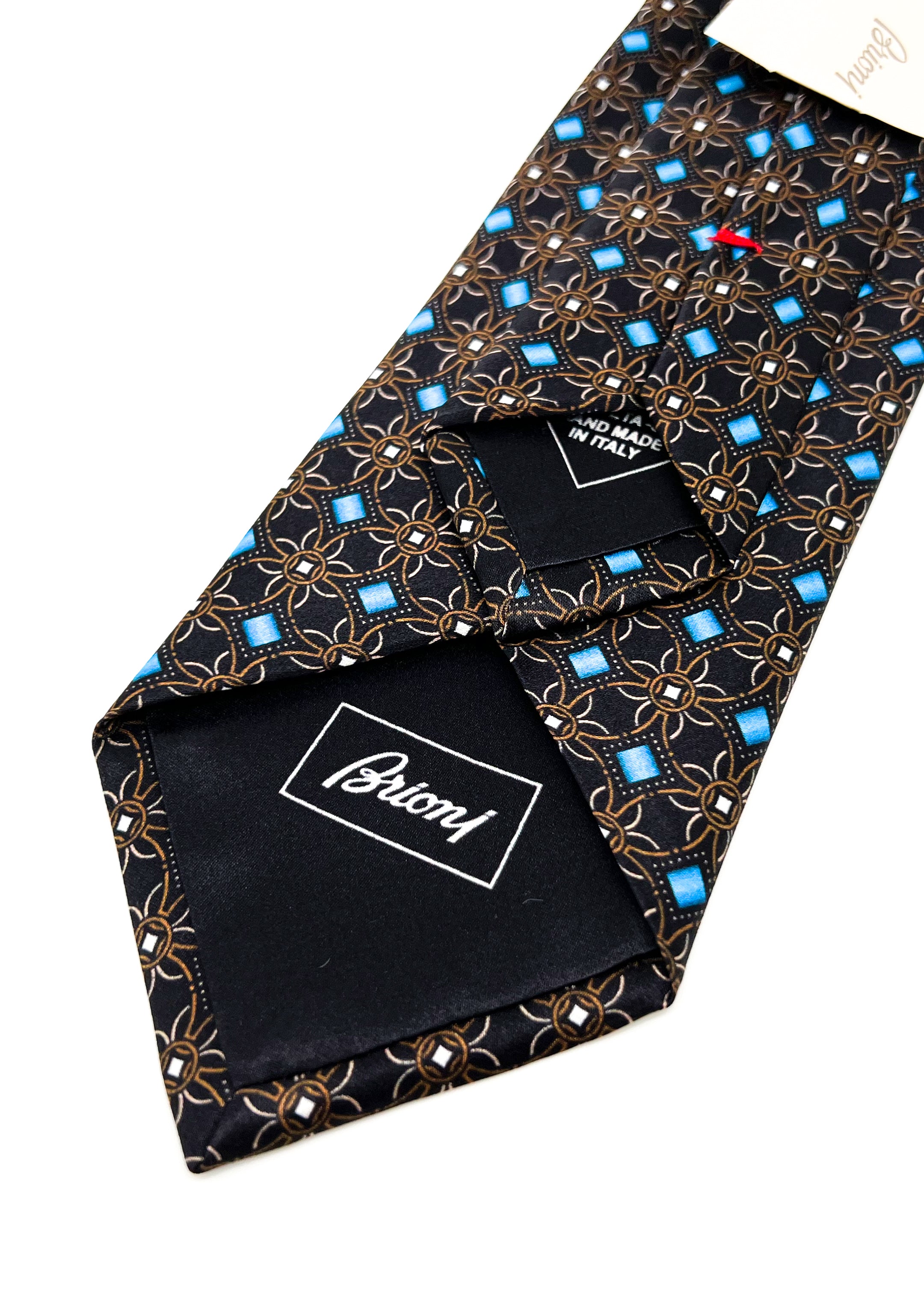 $240 BRIONI - Geometric Floral Tie Silk 3" - Tie