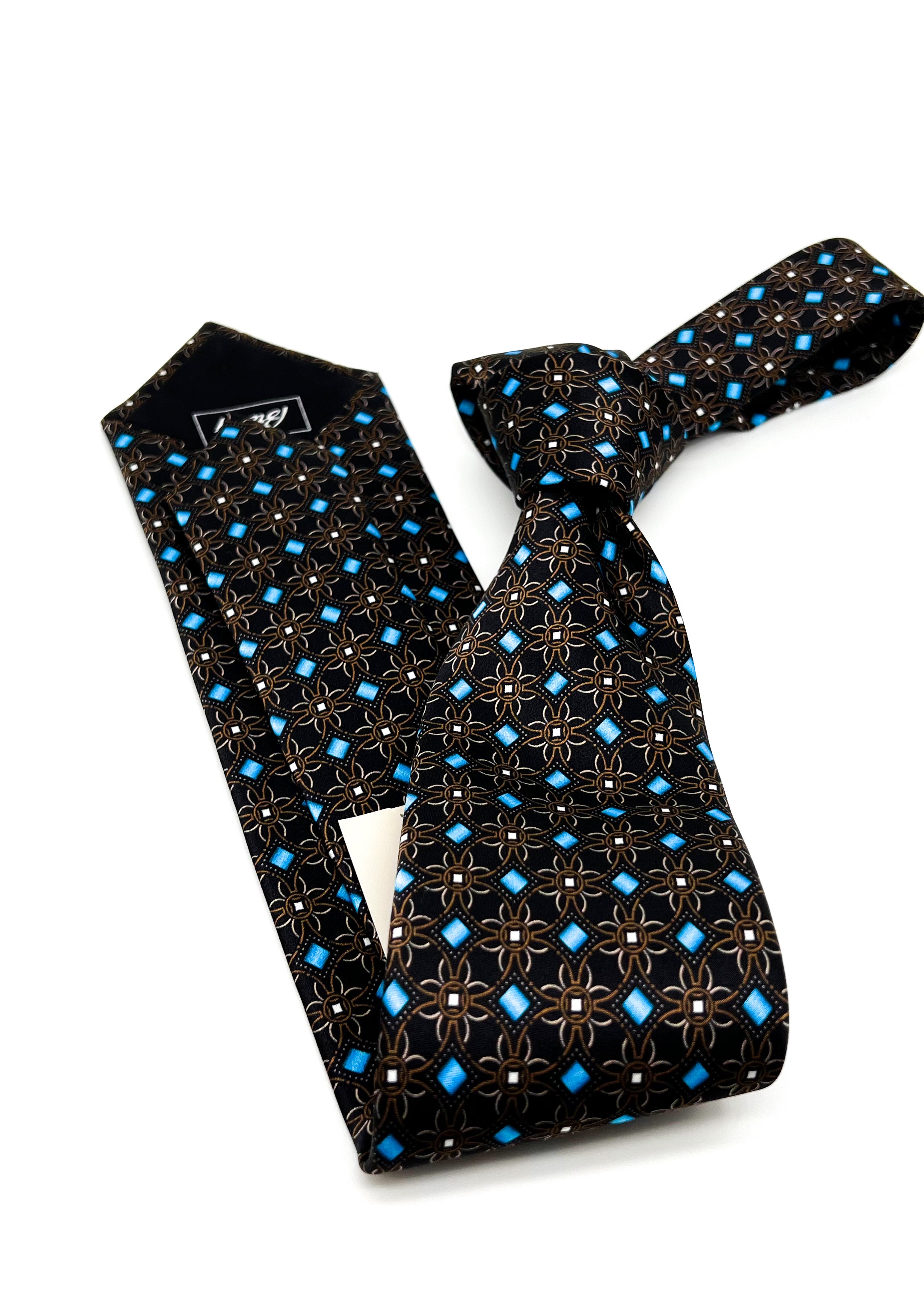 $240 BRIONI - Geometric Floral Tie Silk 3" - Tie