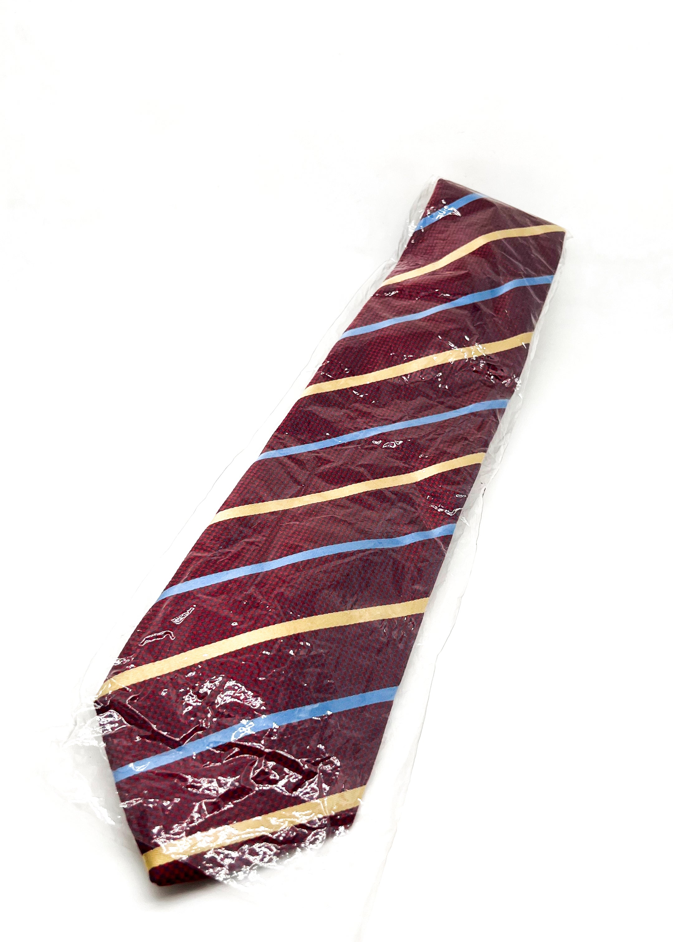 $185 CANALI - Burgundy Textured W Yellow & Blue Stripe 3.6" - Tie