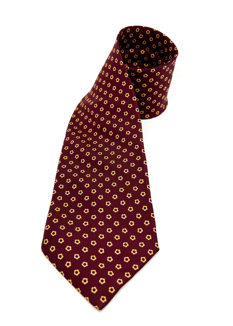 $230 E. MARINELLA - NAPOLI *Hand Made* Burgundy Pumpkin Floral 3.5" - Tie