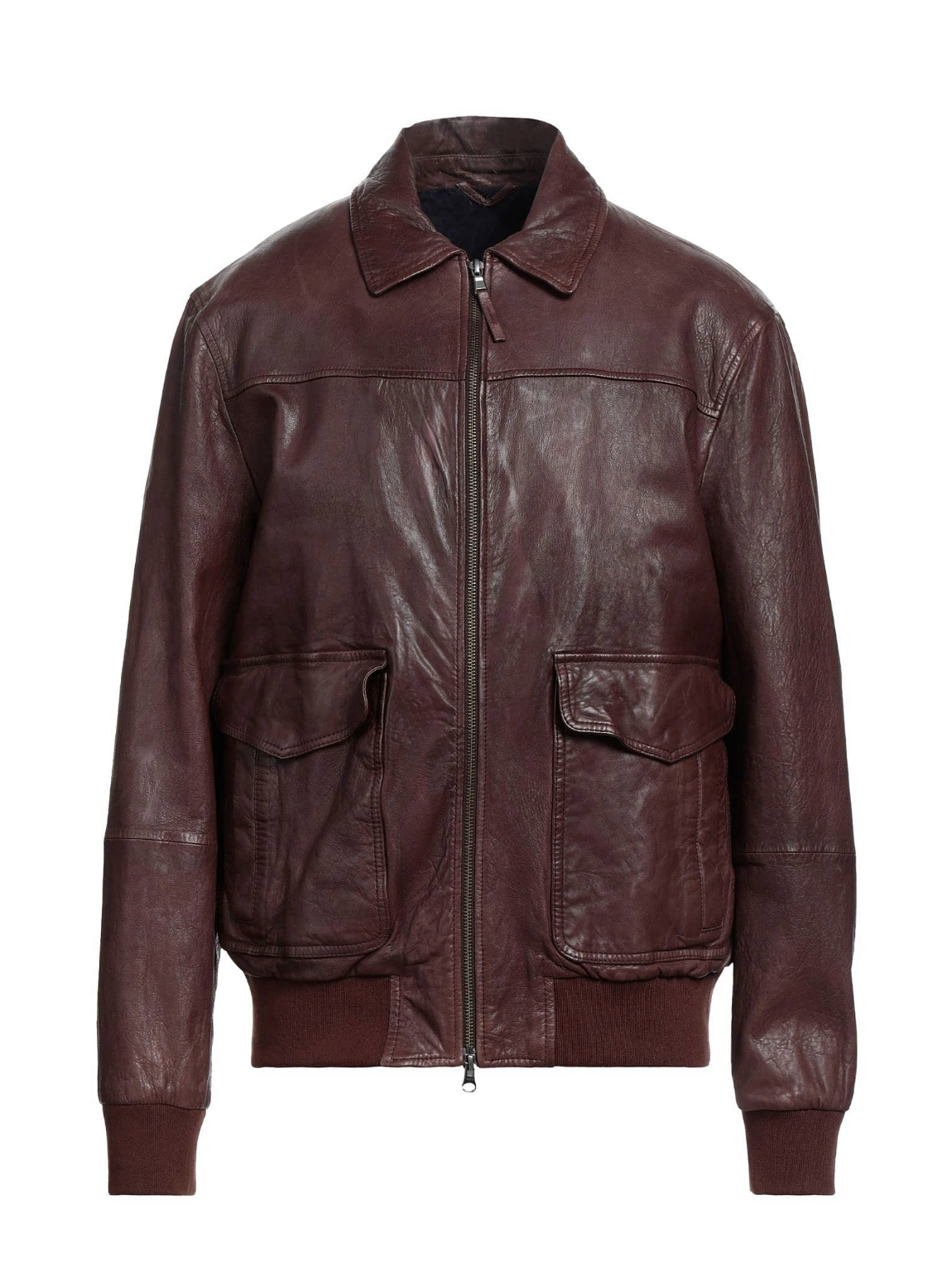 $1,495 ELEVENTY - Distressed LEATHER Aviator/Bomber Jacket (Brunello Cucinelli)- 42US L