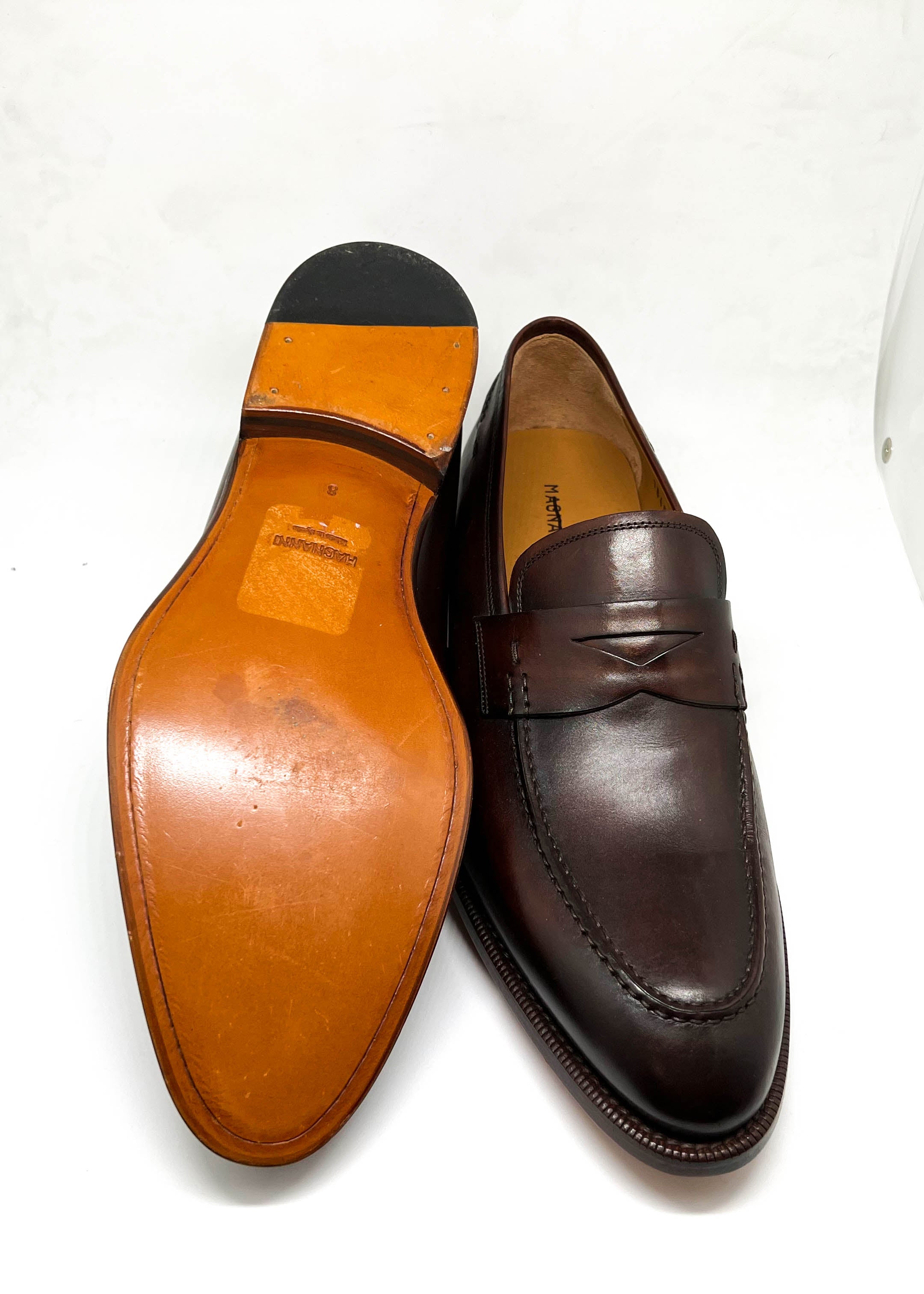 MAGNANNI - "MADE IN SPAIN" Brown Round Toe Penny Loafers - 8