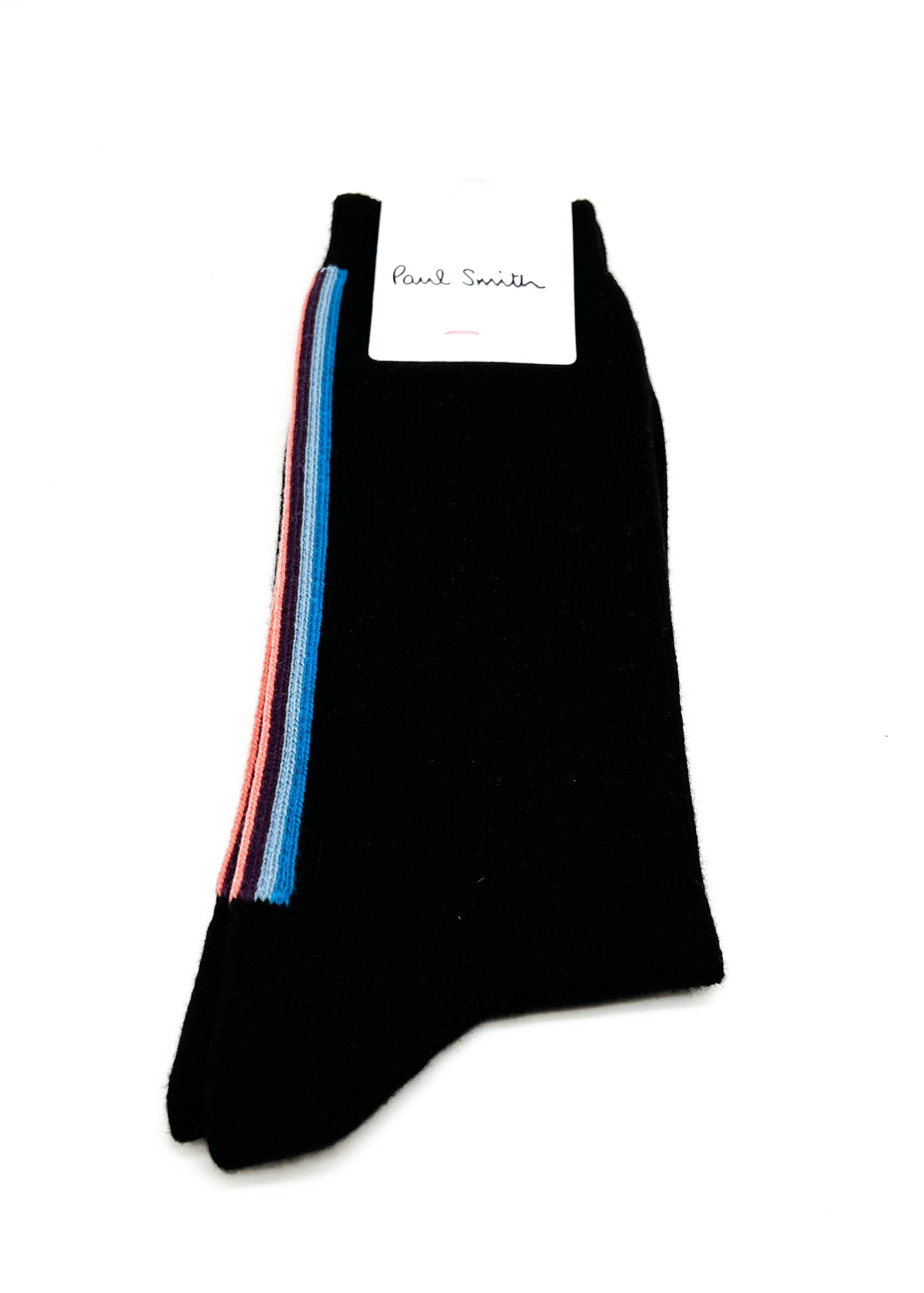 PAUL SMITH - BLACK "PS RAINBOW" Multi-Colored Cotton Socks - N/A