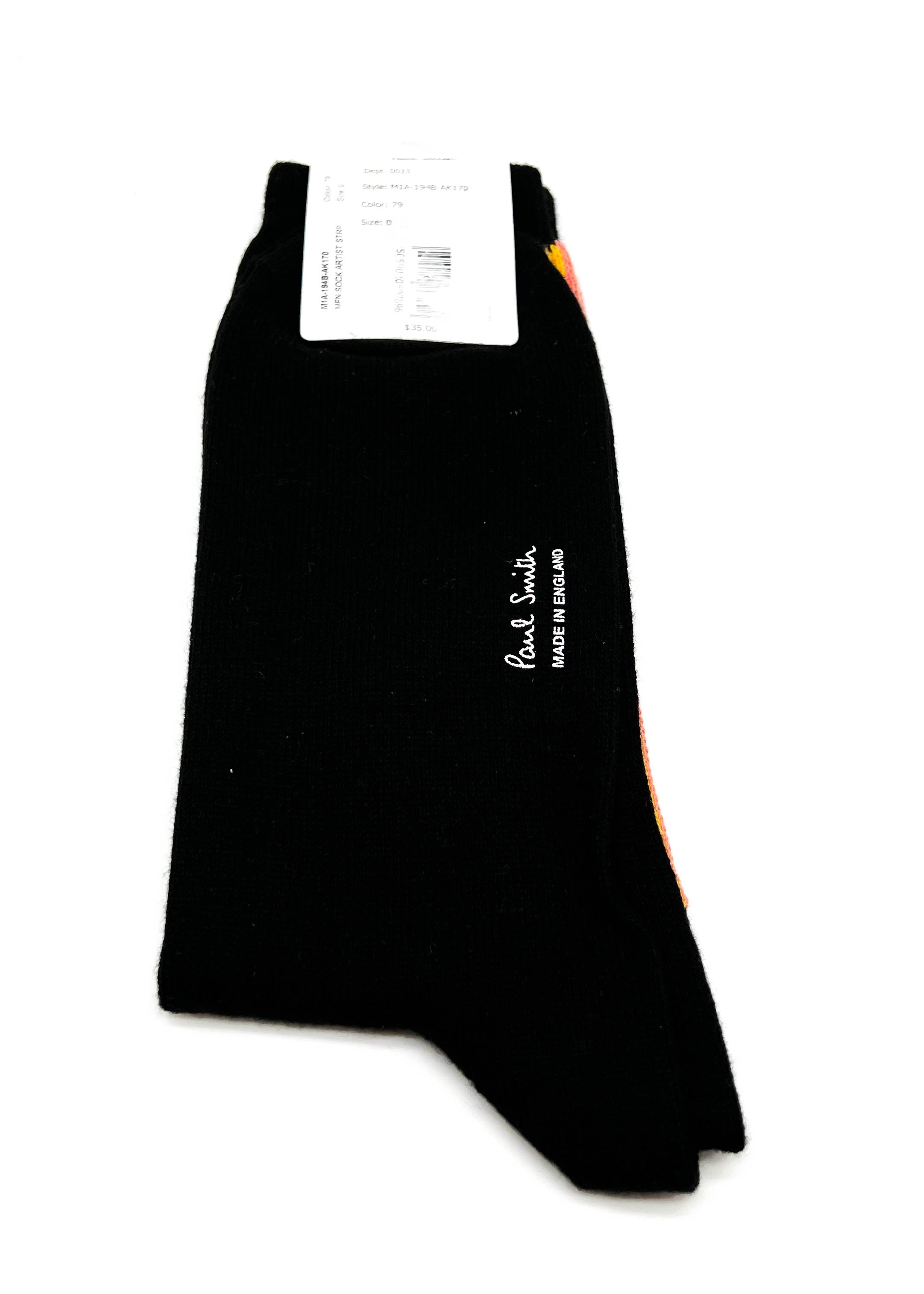 PAUL SMITH - BLACK "PS RAINBOW" Multi-Colored Cotton Socks - N/A