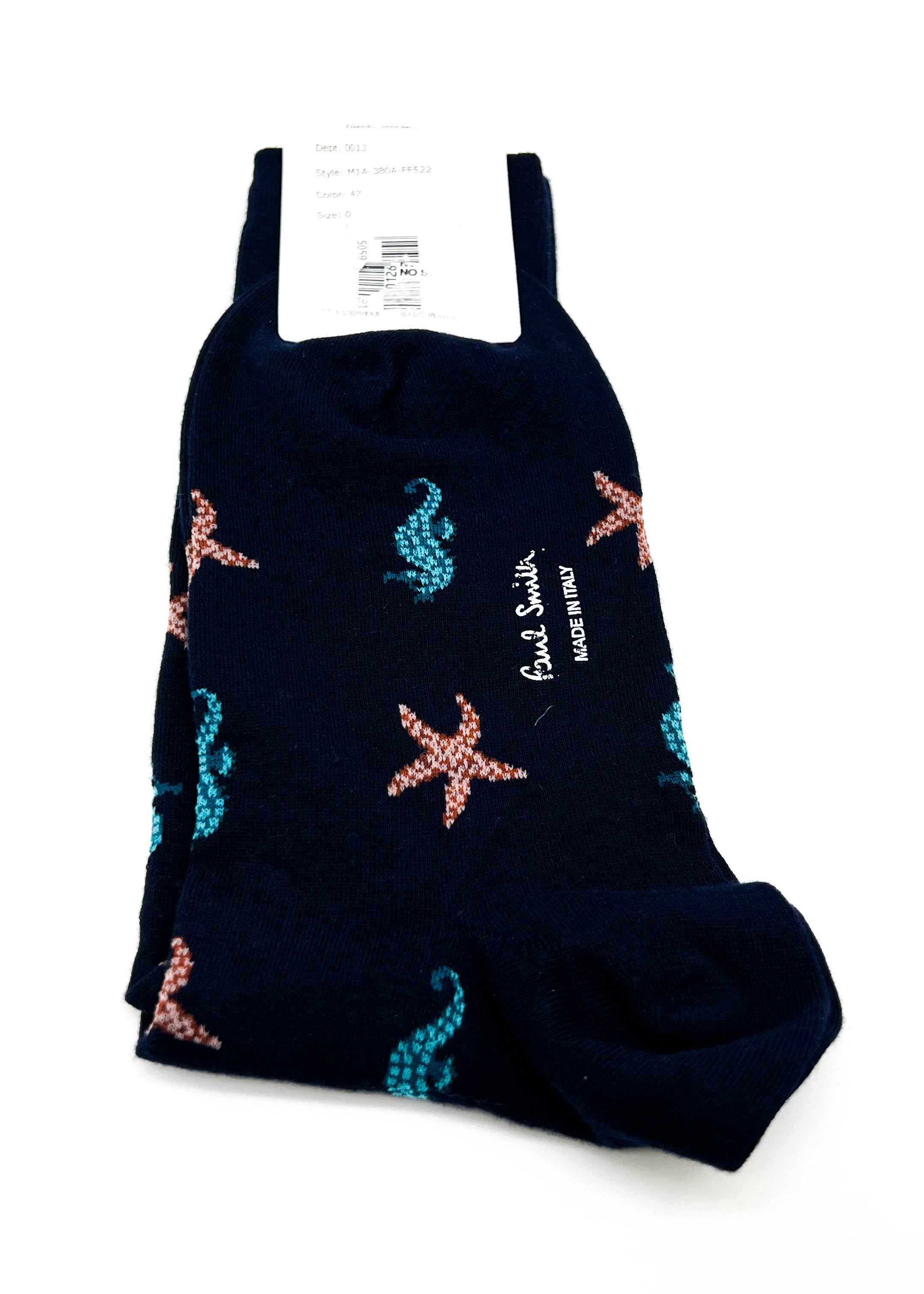 PAUL SMITH - NAVY "Sea Horse / Starfish" Animal Cotton Socks - N/A