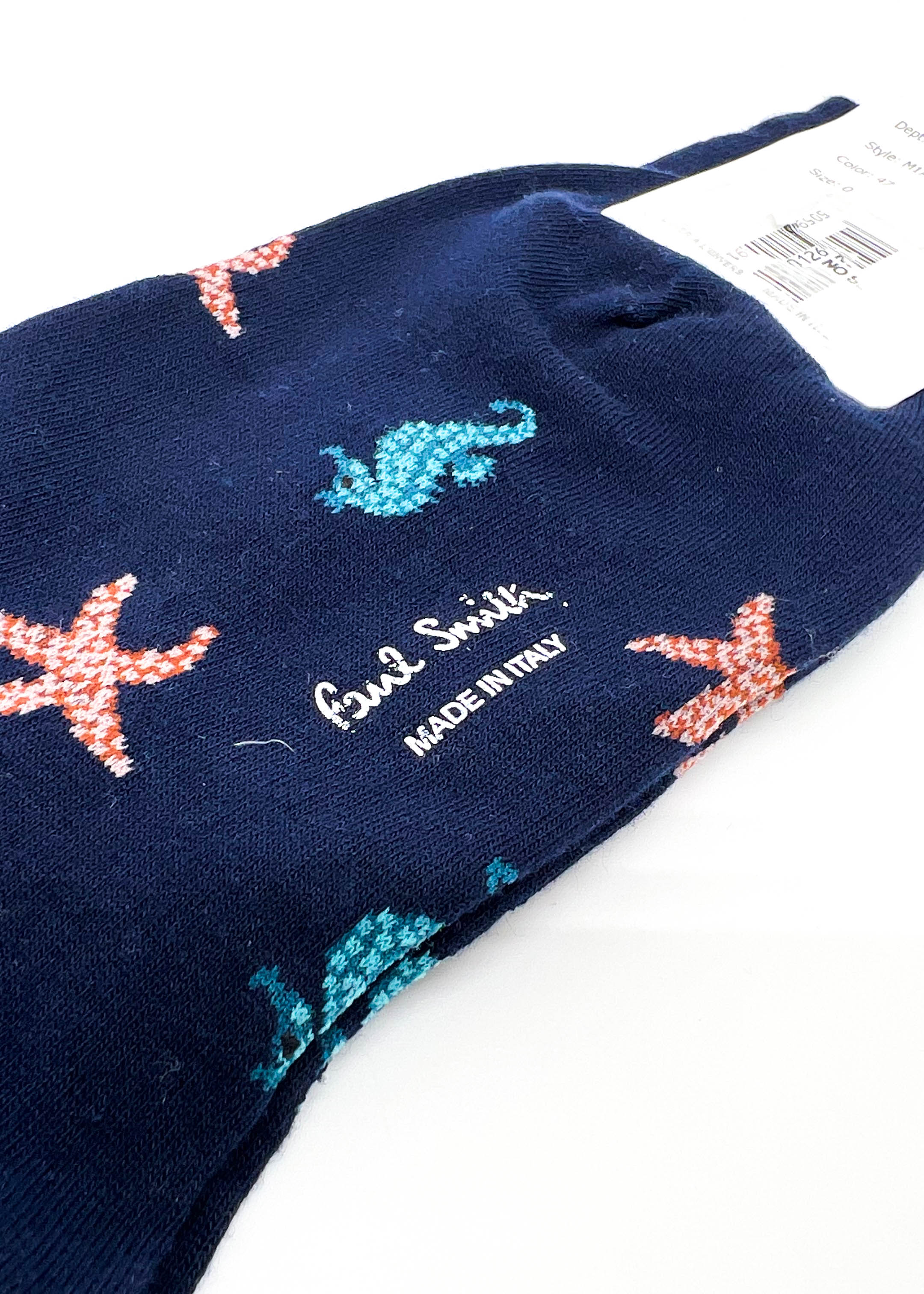 PAUL SMITH - NAVY "Sea Horse / Starfish" Animal Cotton Socks - N/A