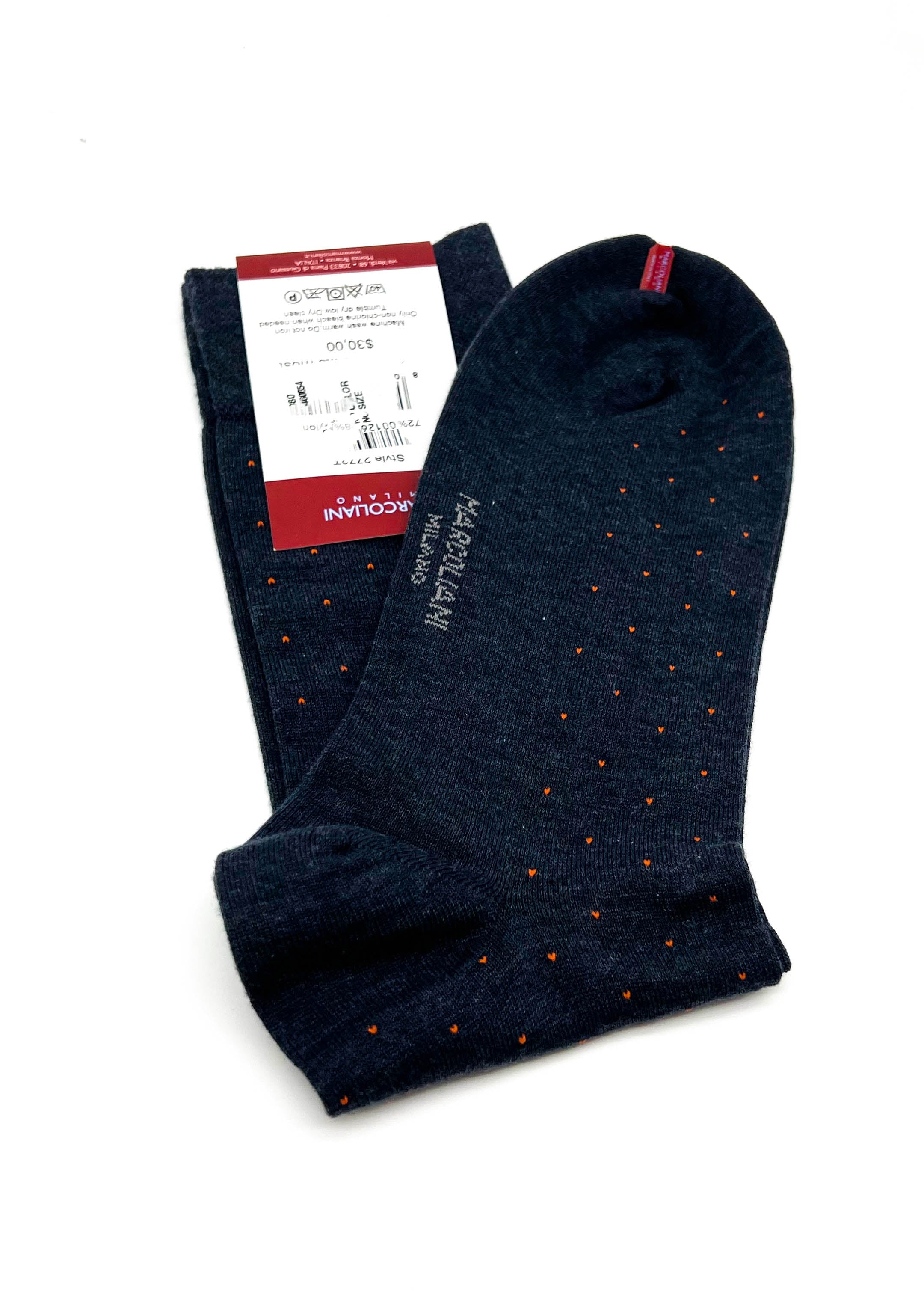 MARCOLIANI - Steel Gray & Orange "Polka Dot" MADE IN ITALY Cotton Socks - N/A