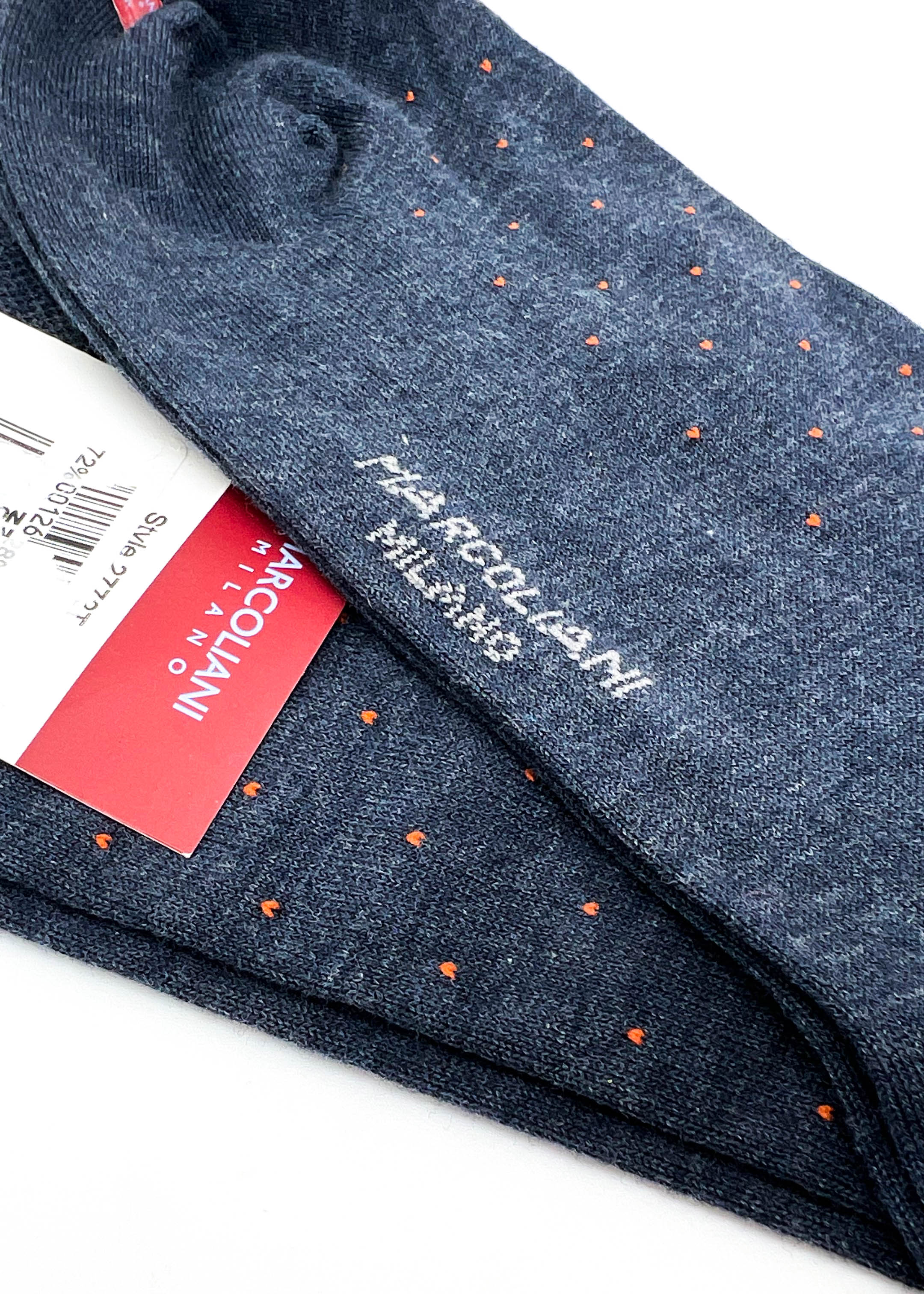 MARCOLIANI - Steel Gray & Orange "Polka Dot" MADE IN ITALY Cotton Socks - N/A