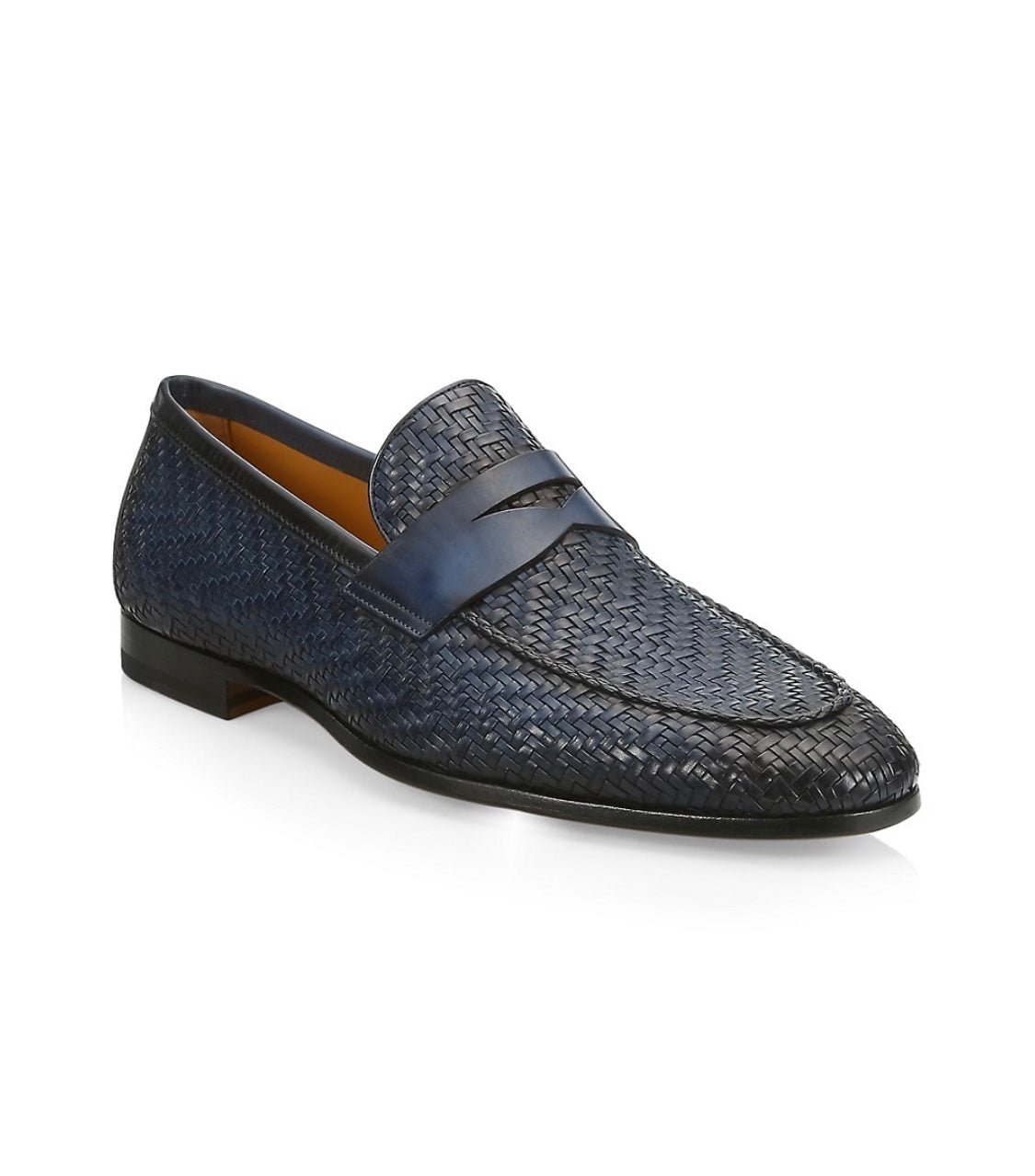 MAGNANNI - For Saks Fifth Avenue Basket Weave Woven Leather Penny Loafers - 10