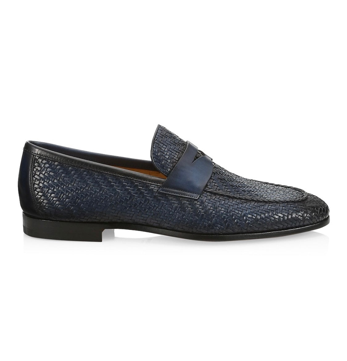 MAGNANNI - For Saks Fifth Avenue Basket Weave Woven Leather Penny Loafers - 10