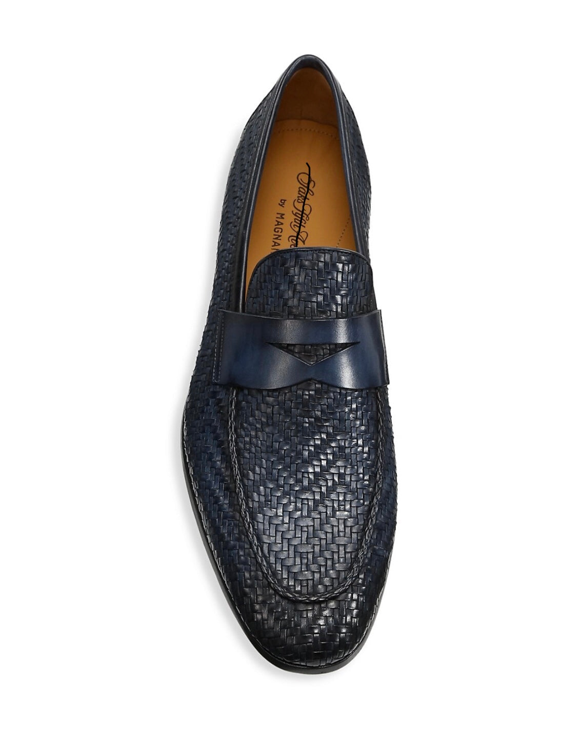 MAGNANNI - For Saks Fifth Avenue Basket Weave Woven Leather Penny Loafers - 10