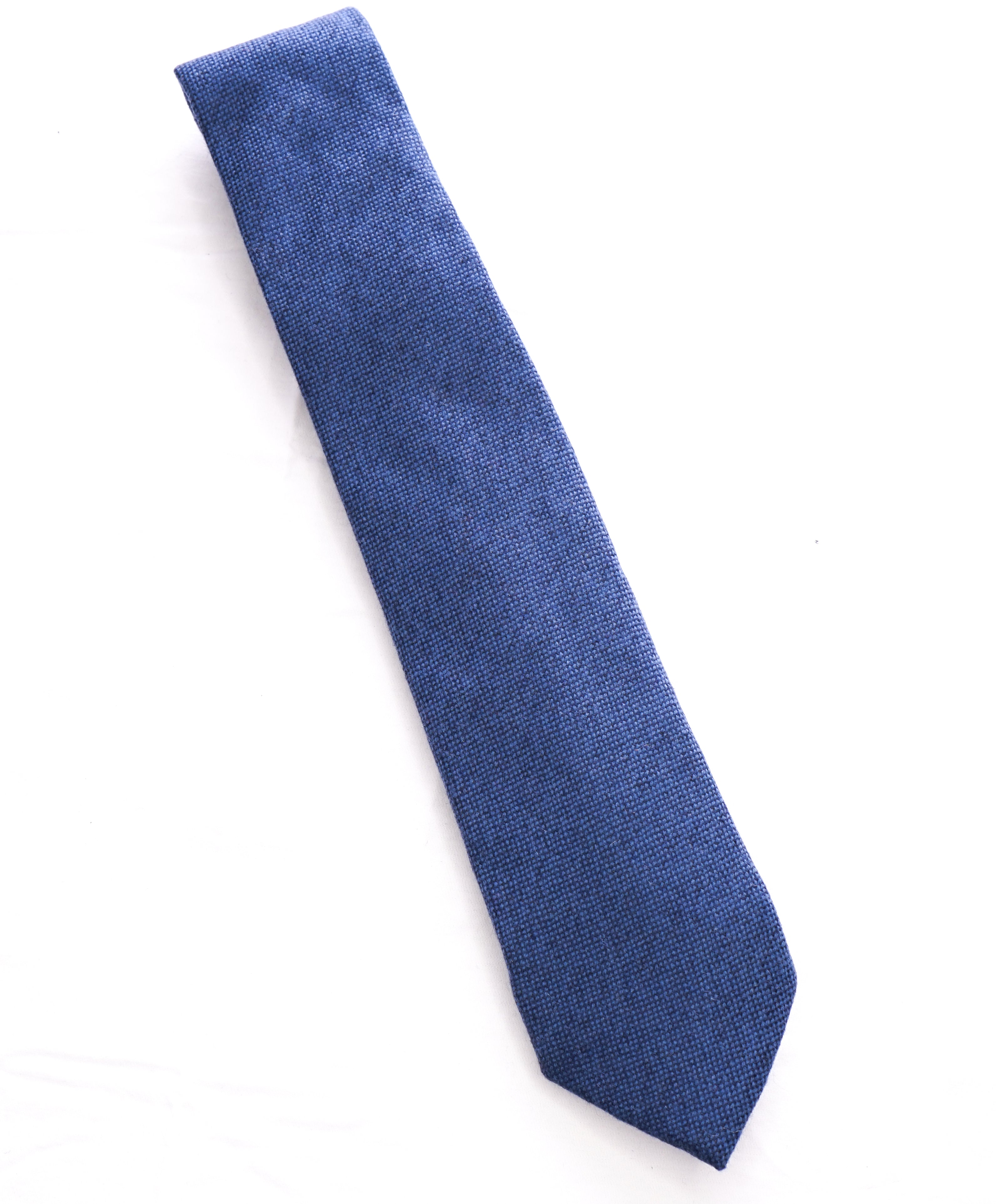 ISAIA  - Cashmere & Silk Blend Medium Blue 7-Fold Tie -