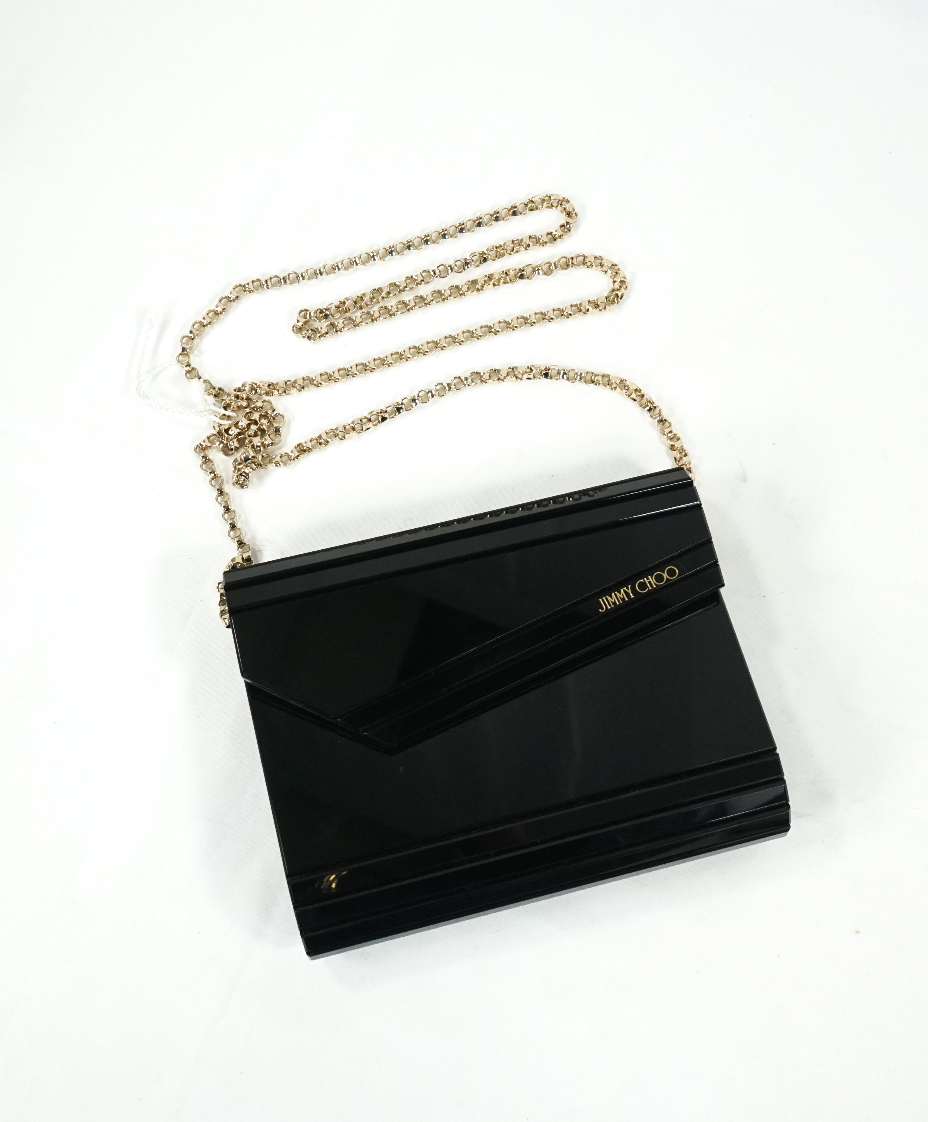 JIMMY CHOO - Black "Candy" Clutch Bag Gold Chain -