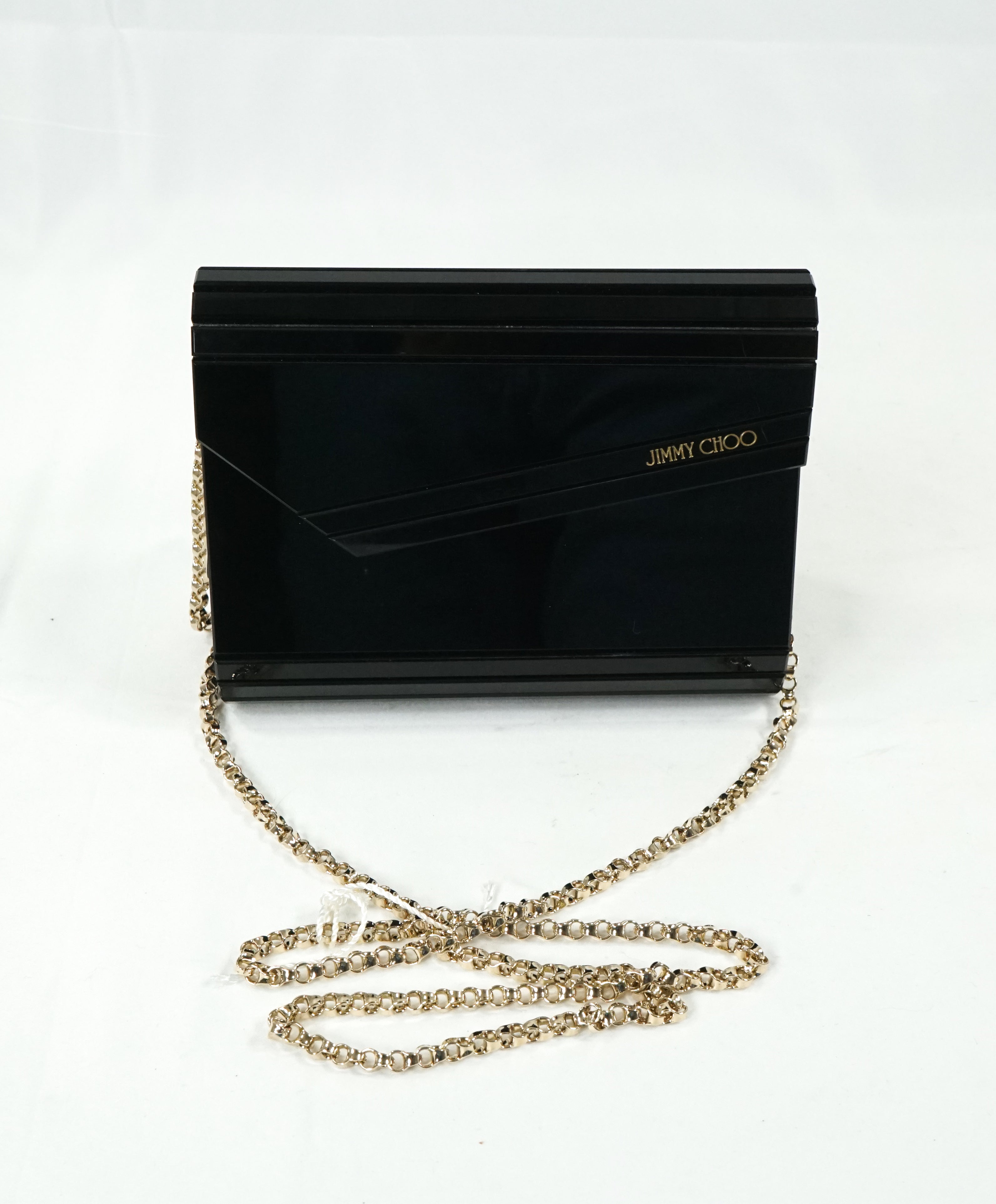 JIMMY CHOO - Black "Candy" Clutch Bag Gold Chain -