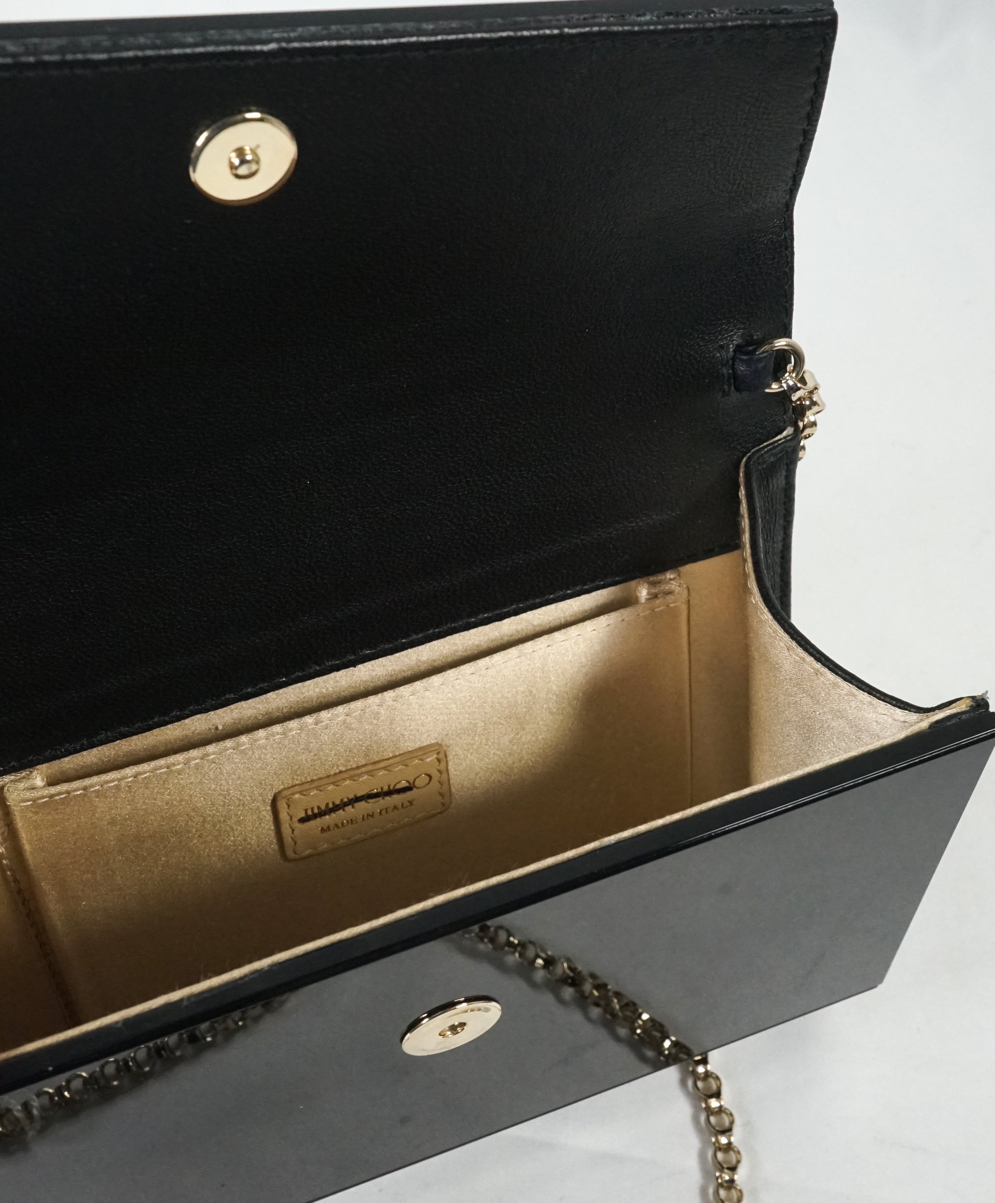 JIMMY CHOO - Black "Candy" Clutch Bag Gold Chain -