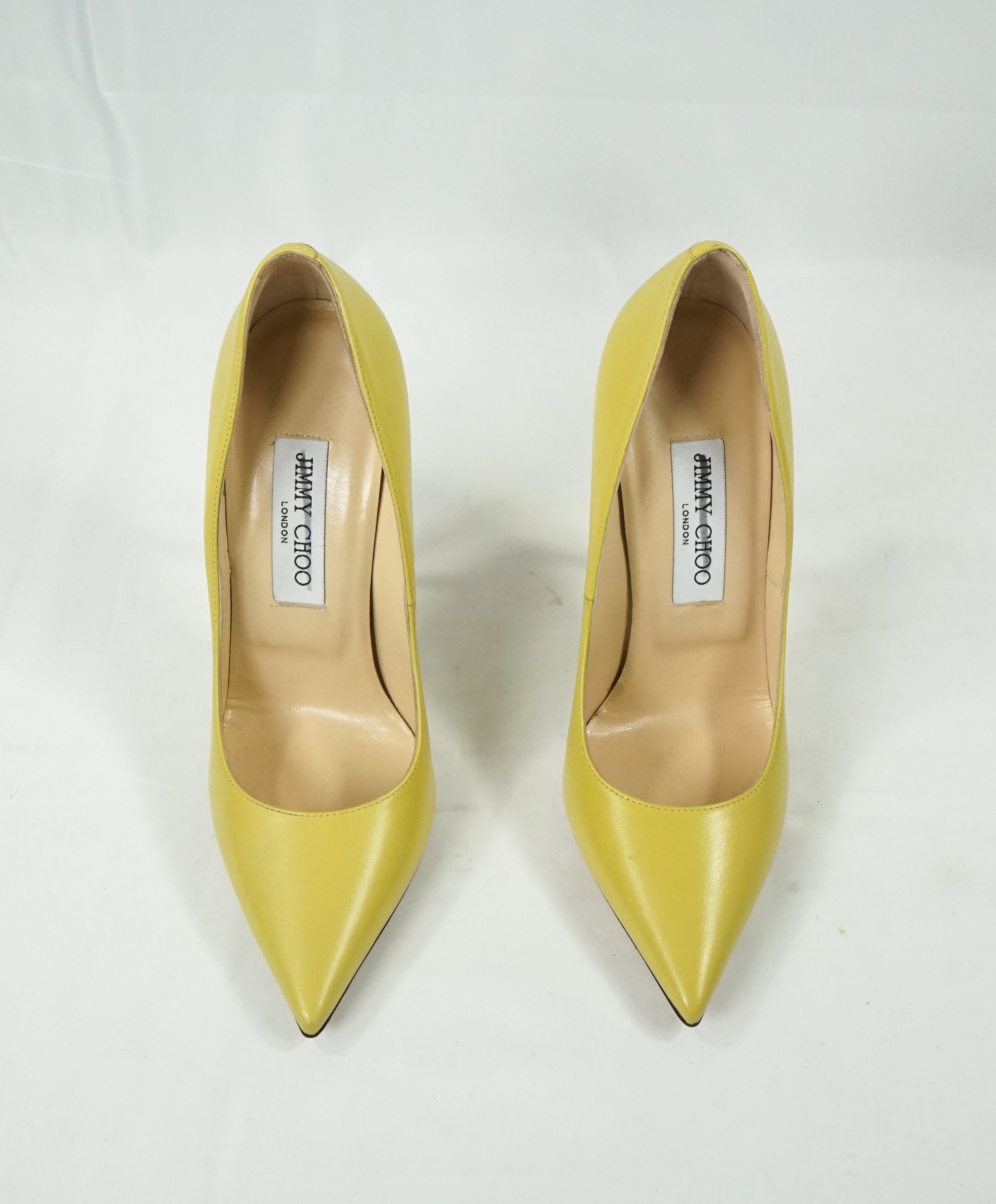 JIMMY CHOO - "ANOUK" Classic Neon Pointed Leather Heels Pumps - 7