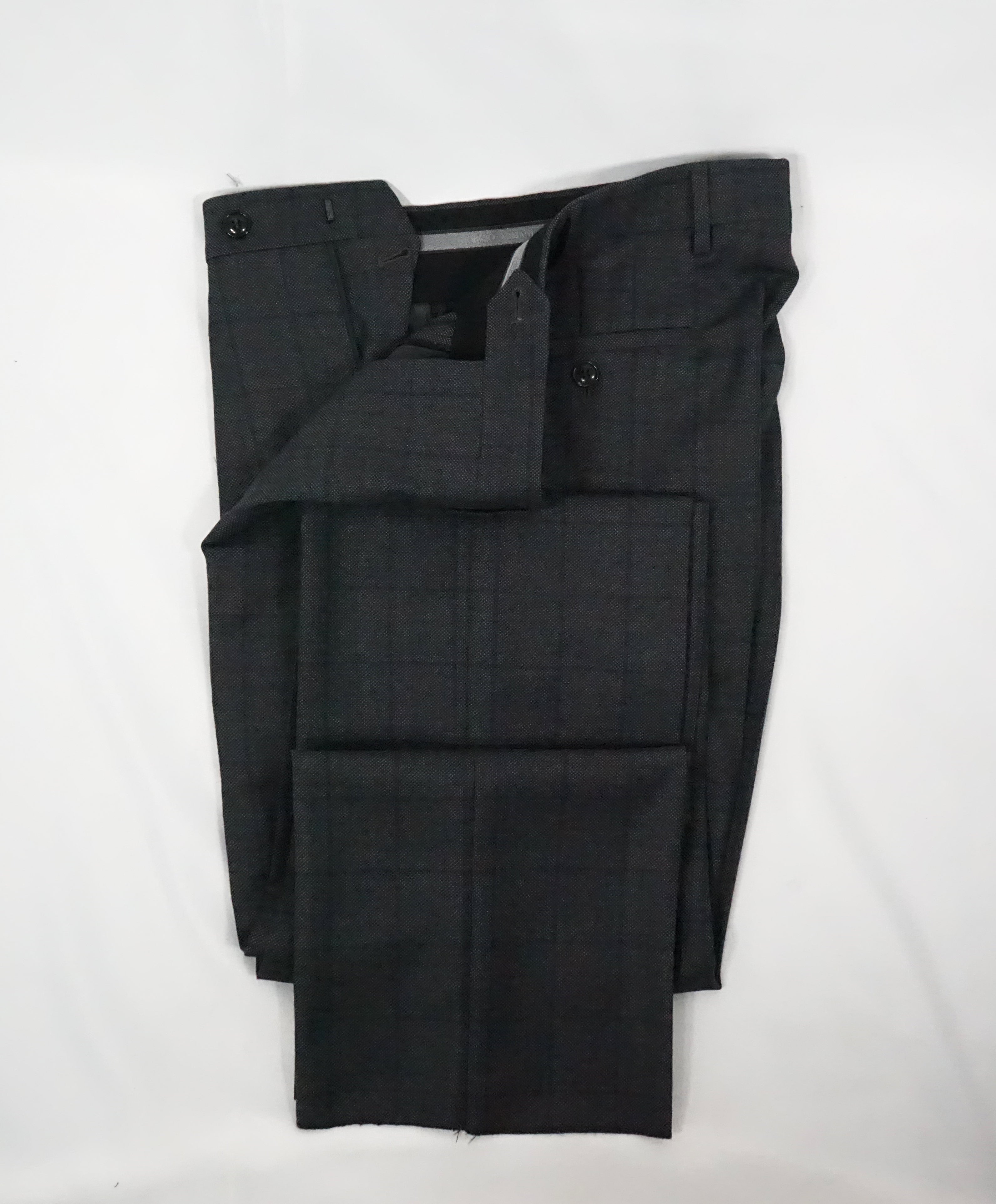 GIORGIO ARMANI - “WALL STREET” Birdseye Gray & Blue Windowpane Suit - 40R