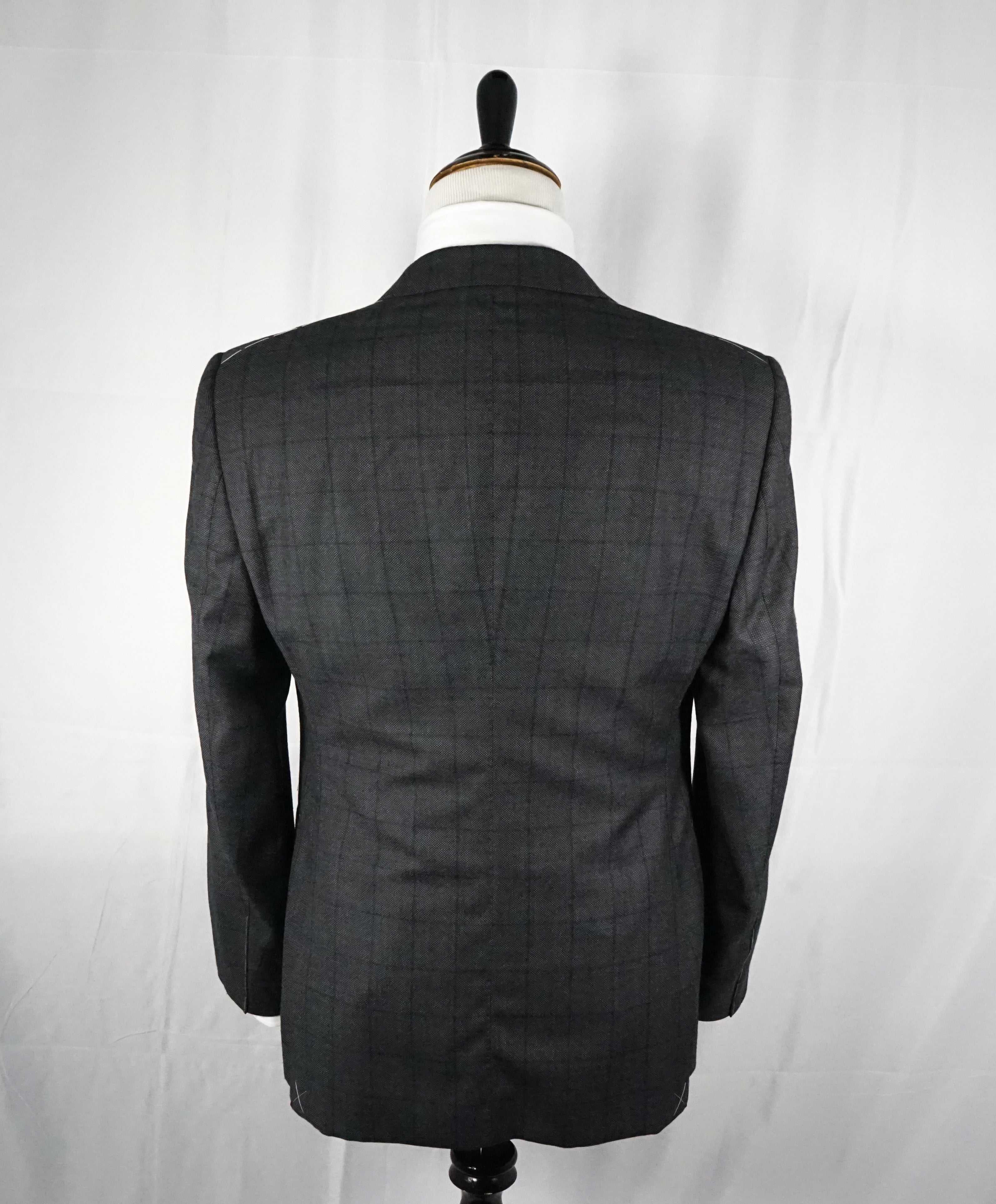 GIORGIO ARMANI - “WALL STREET” Birdseye Gray & Blue Windowpane Suit - 40R