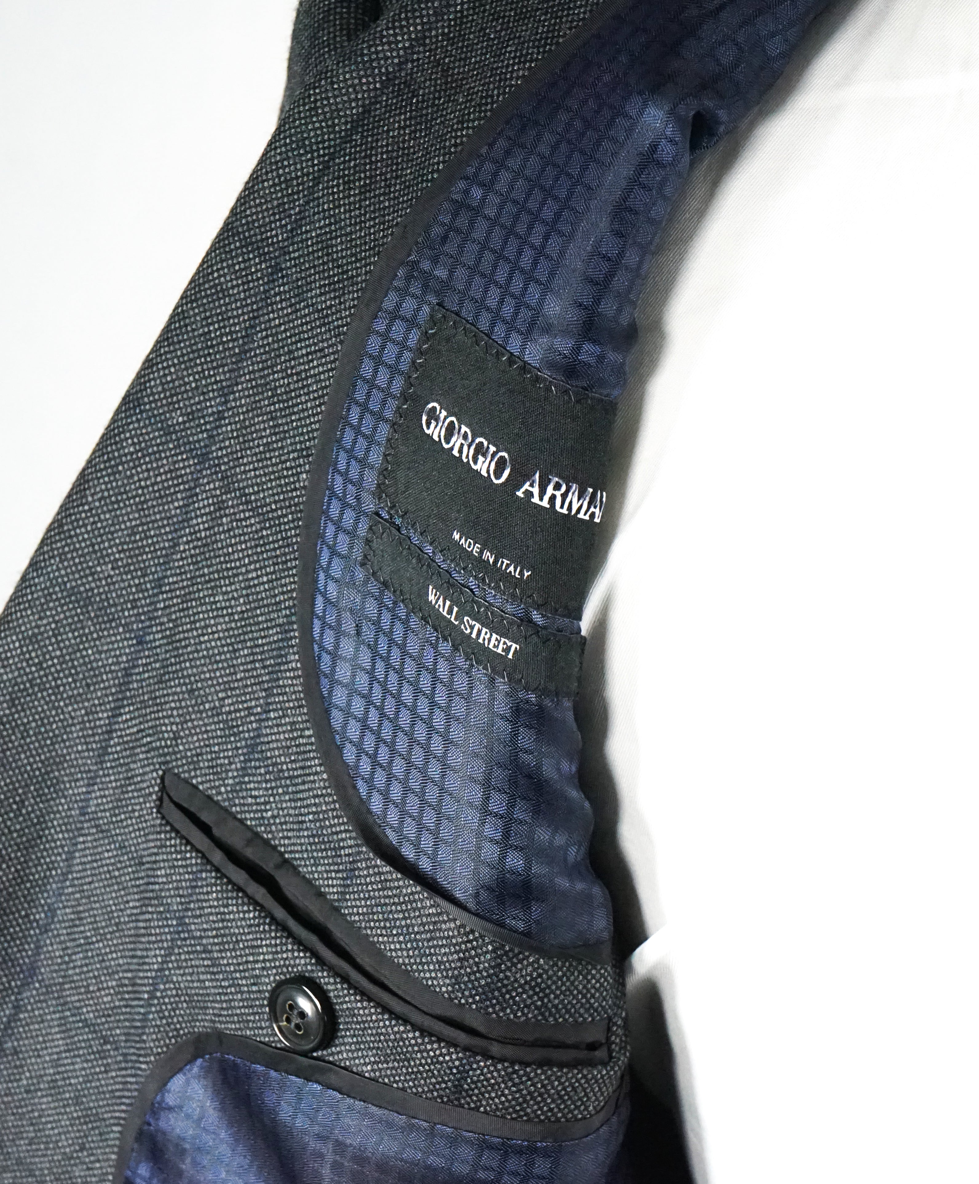 GIORGIO ARMANI - “WALL STREET” Birdseye Gray & Blue Windowpane Suit - 40R