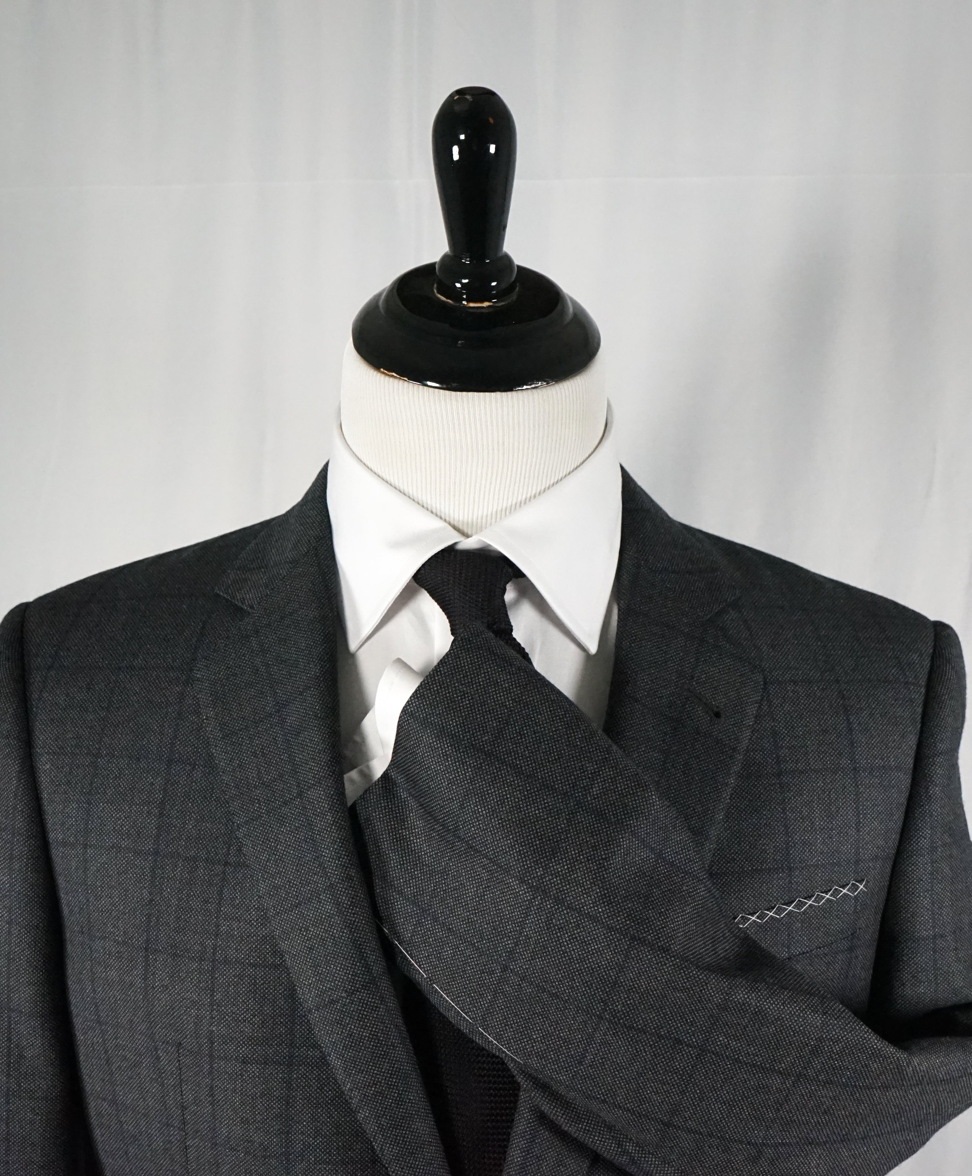 GIORGIO ARMANI - “WALL STREET” Birdseye Gray & Blue Windowpane Suit - 40R