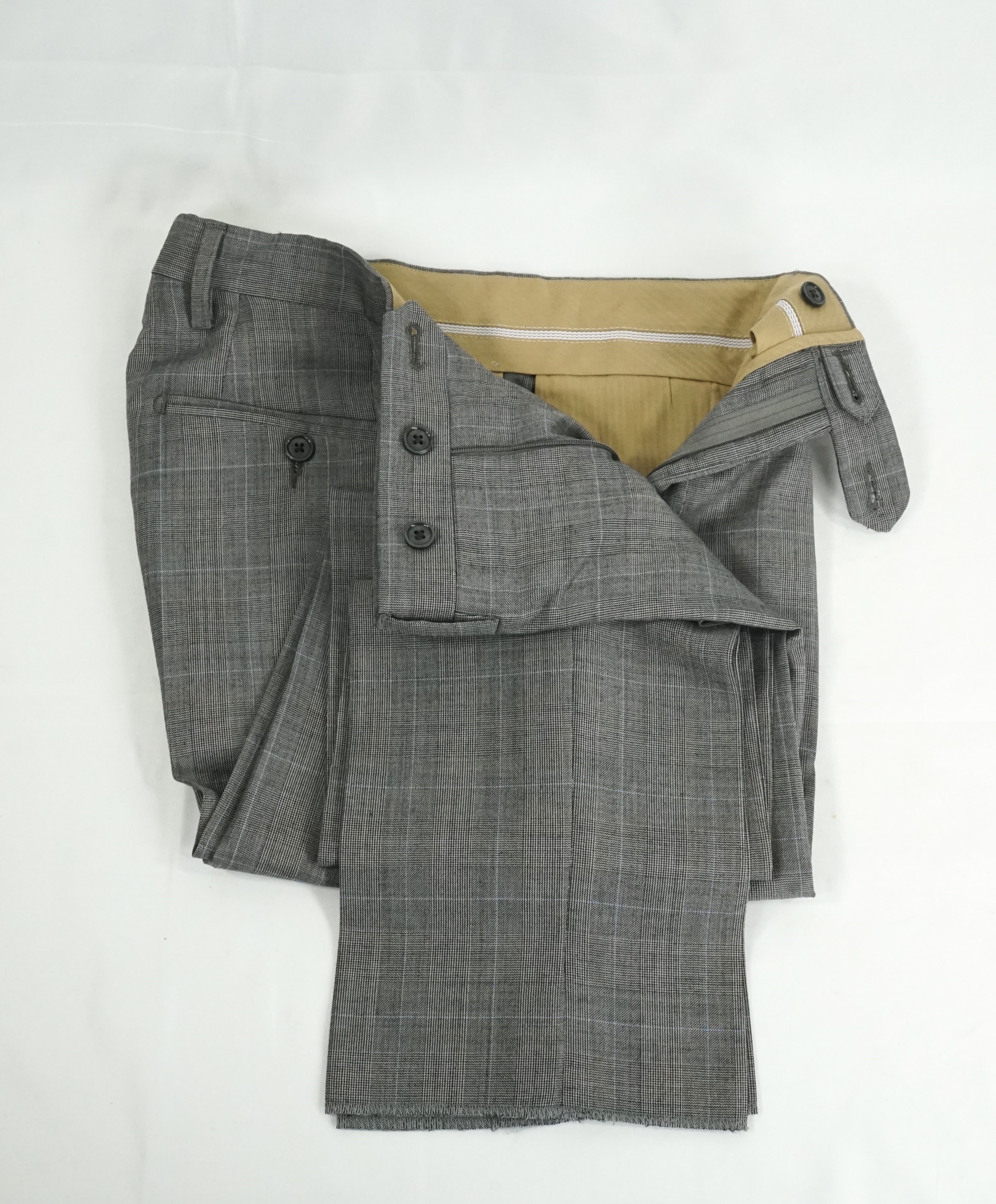 LARDINI - Unlined Gray & Blue Prince of Wales Light Suit - 36R