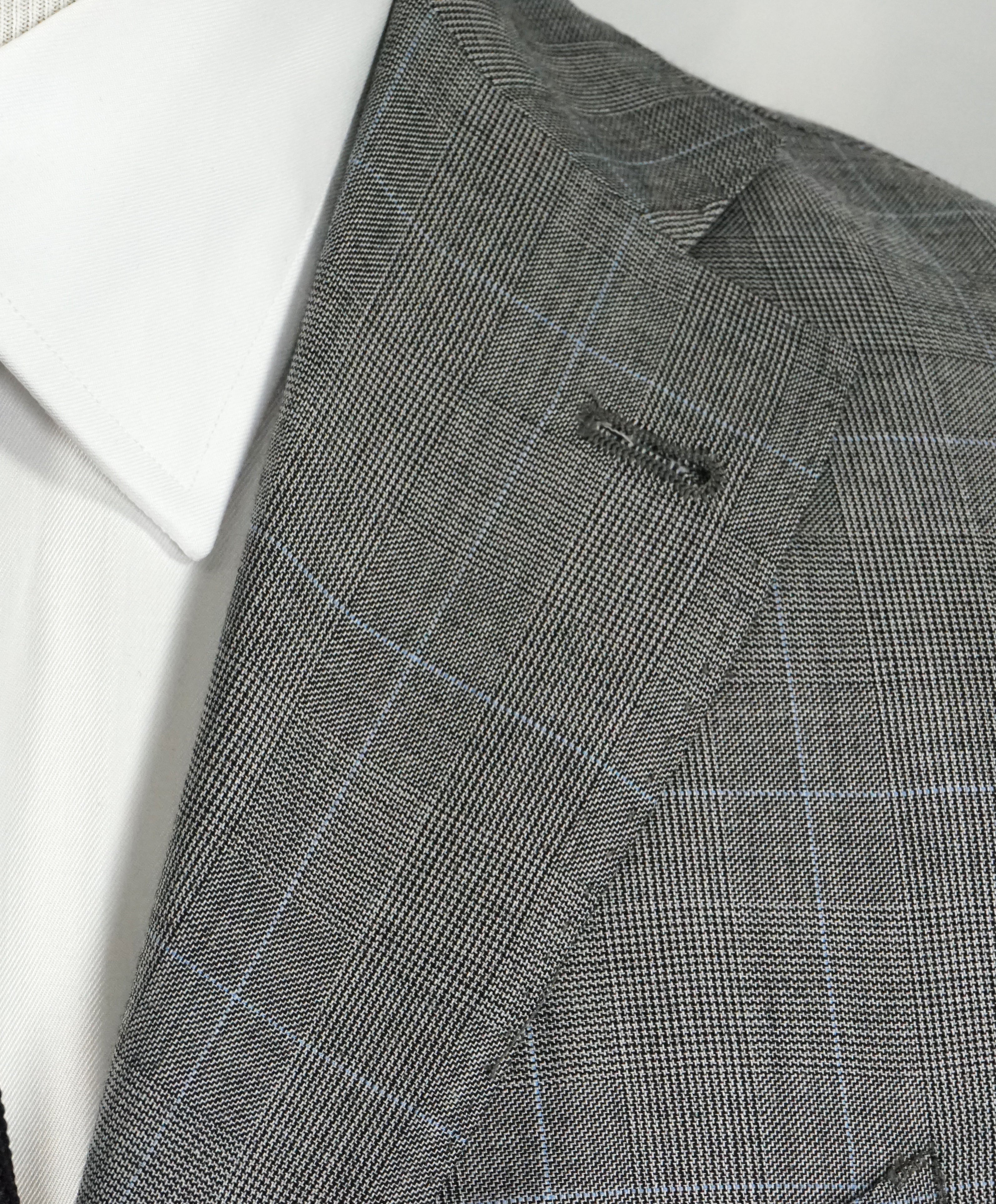 LARDINI - Unlined Gray & Blue Prince of Wales Light Suit - 36R