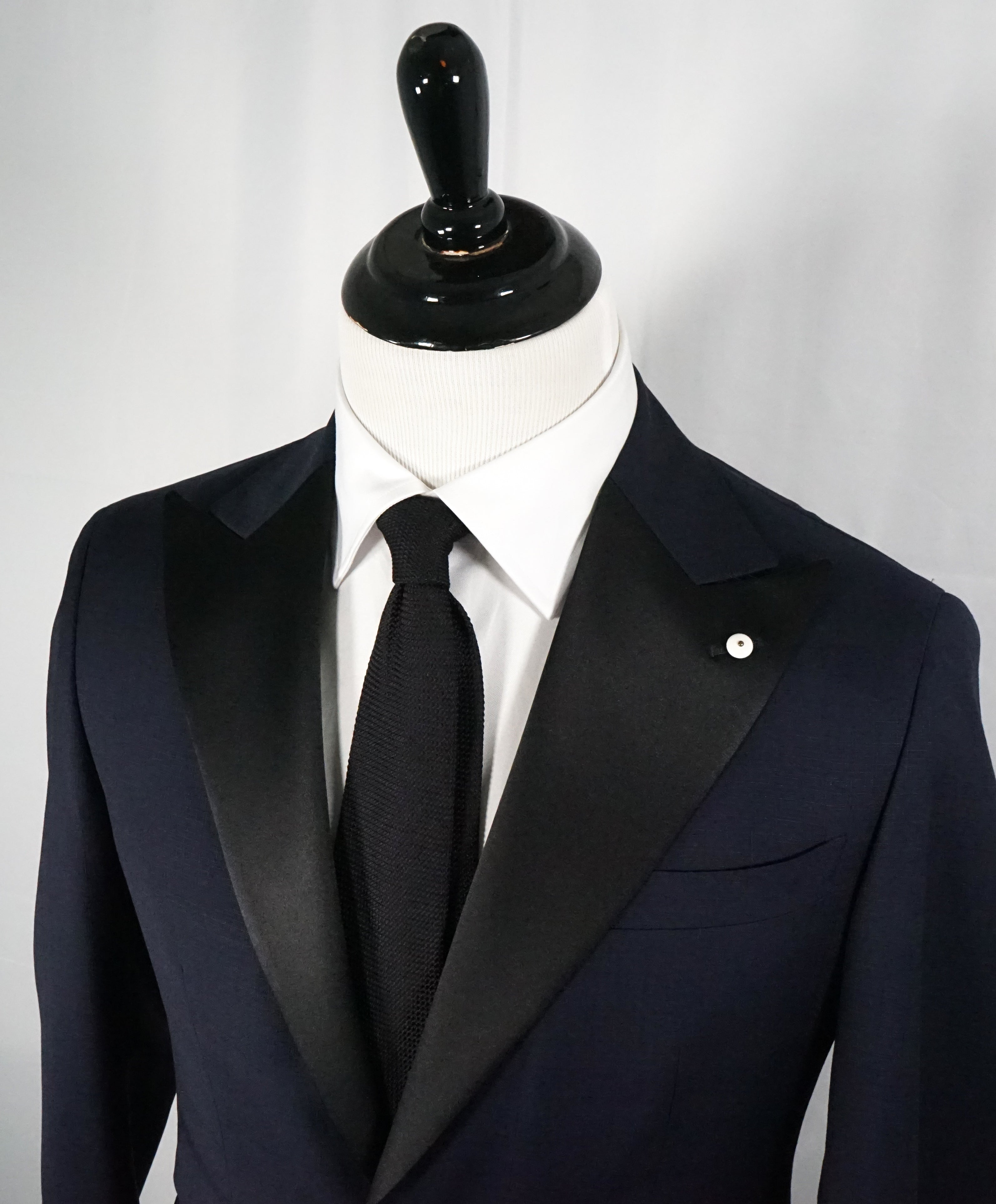 L.B.M. 1911 -LUIGI BIANCHI MANTOVA Blue Wide Peak Lapel Semi-Lined Tuxedo- 40R