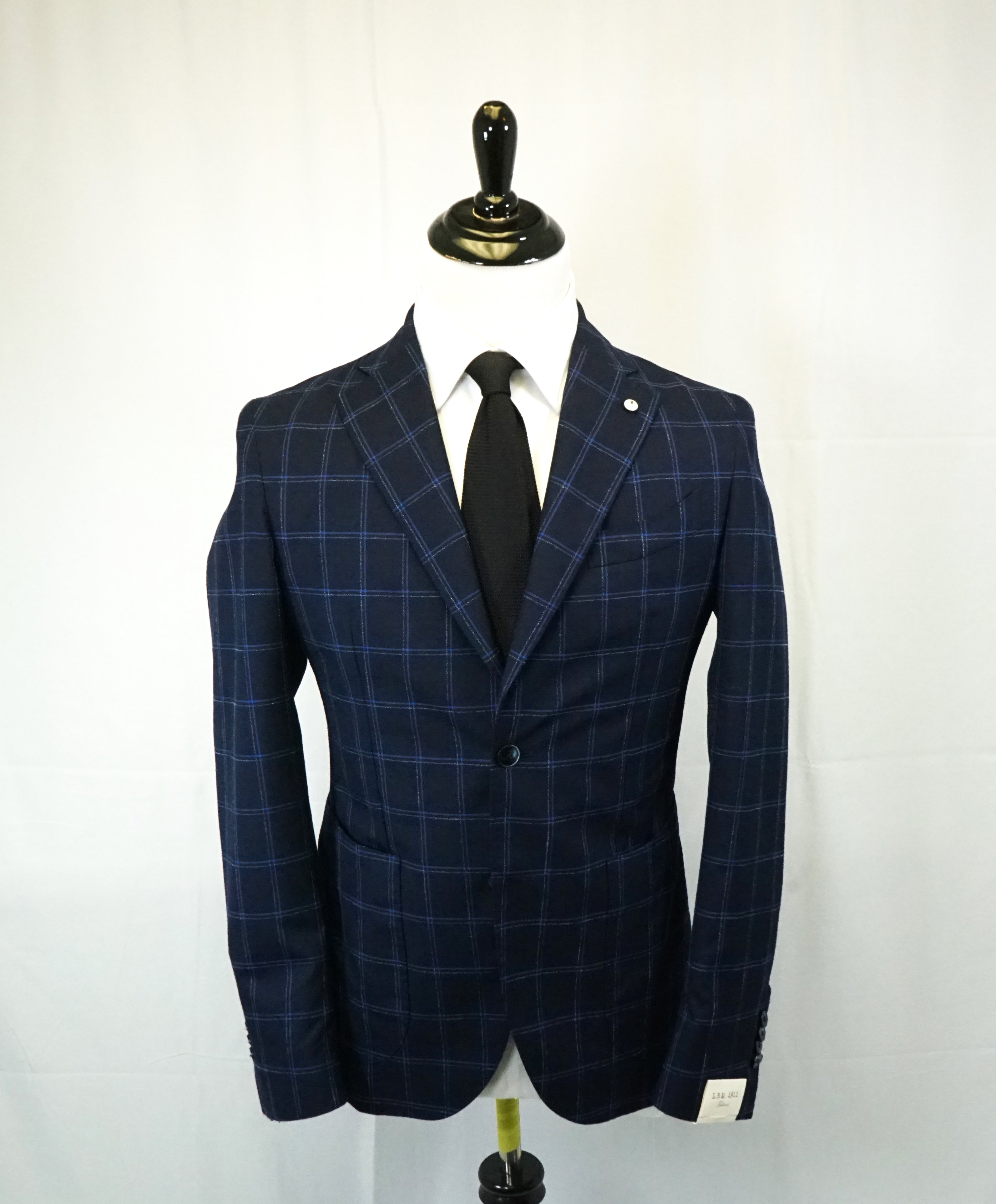 L.B.M. 1911 -Luigi Bianchi Mantova Patch Pocket Semi-Lined Blue Plaid Suit - 38R