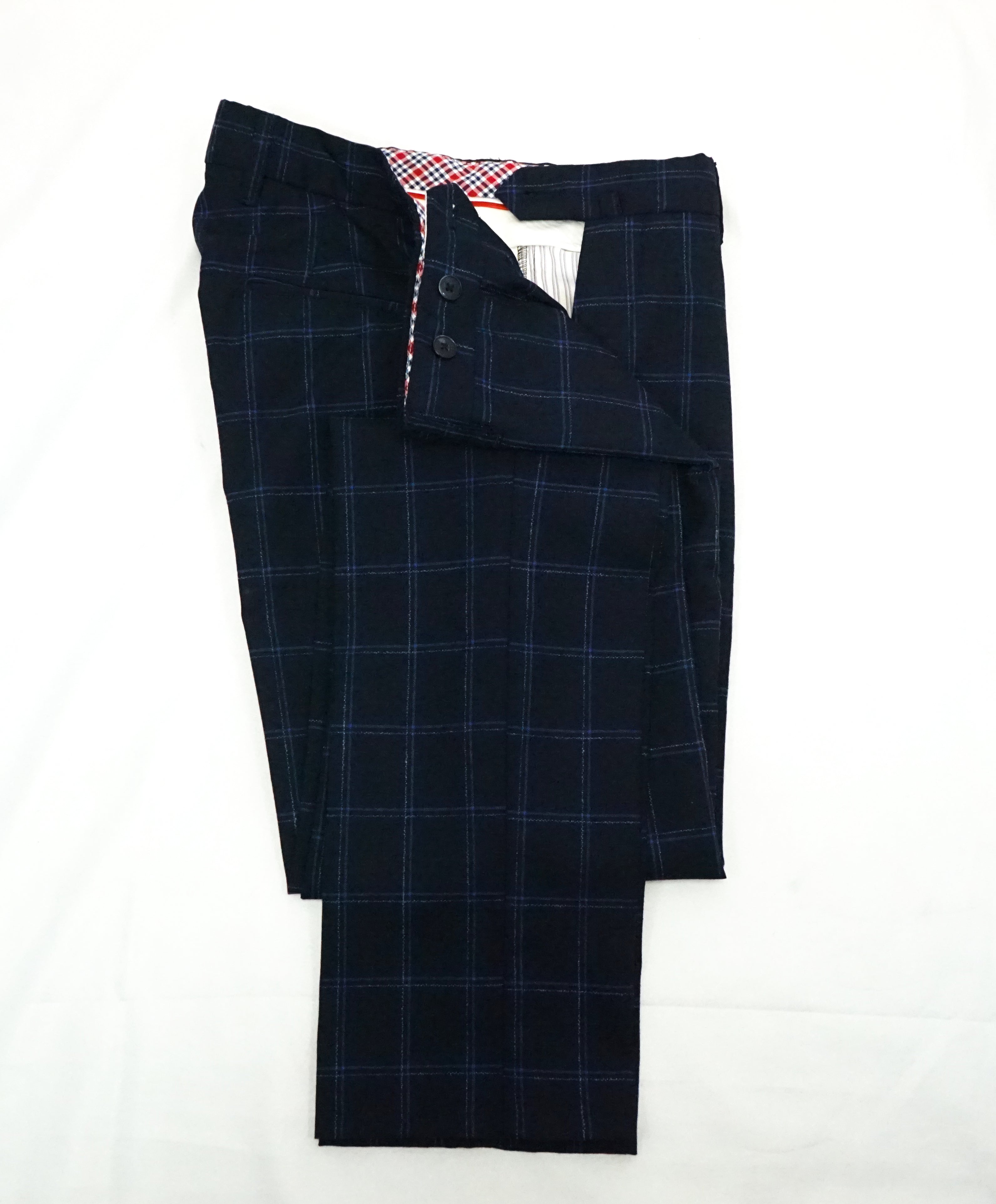 L.B.M. 1911 - Luigi Bianchi Mantova Patch Pocket Semi-Lined Blue Plaid Suit - 38R