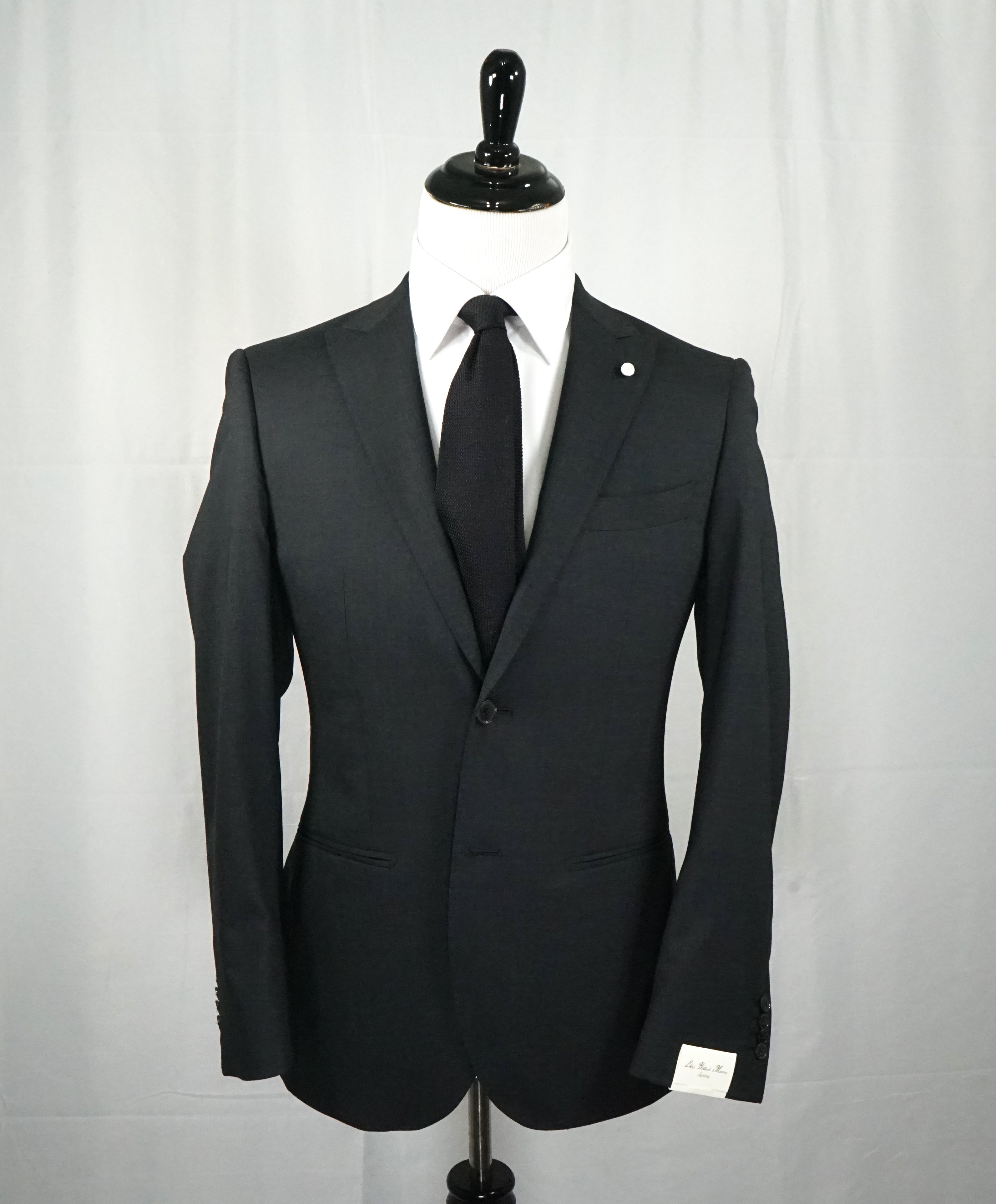 LUIGI BIANCHI MANTOVA - Made In Italy Gray Peak Lapel Pick Stitching Suit - 38R